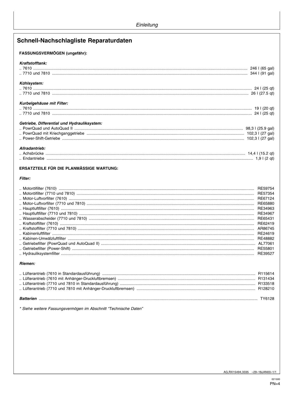 JOHN DEERE 7610 7710 7810 TRAKTOR BETRIEBSANLEITUNG #2