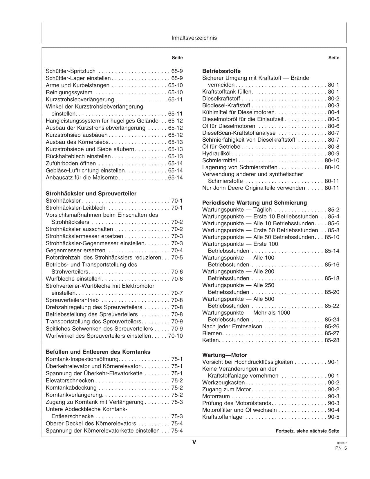 John Deere 1450 1550 CWS WTS Mähdrescher betriebsanleitung