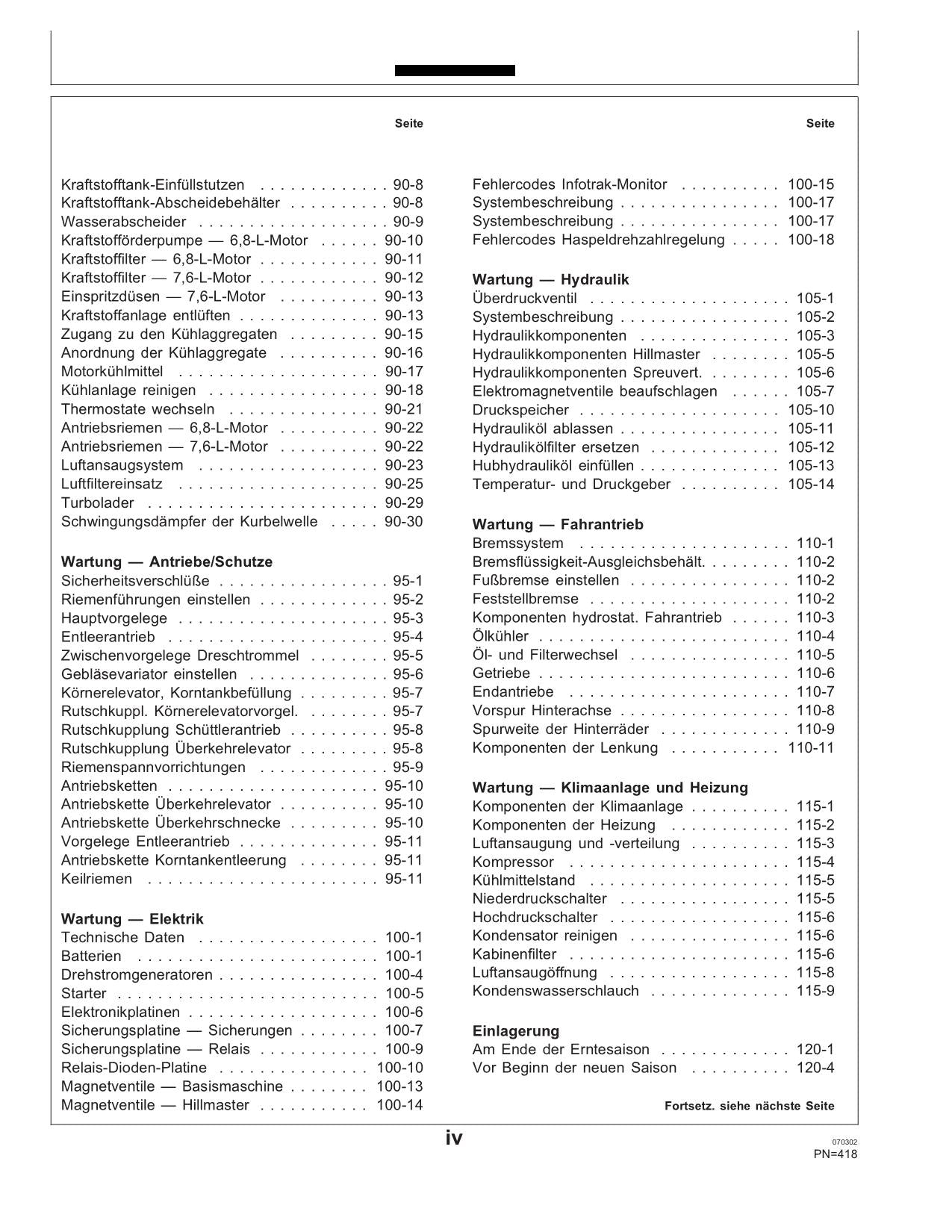 John Deere 2054  2056  2058  2064  2066 Mähdrescher betriebsanleitung