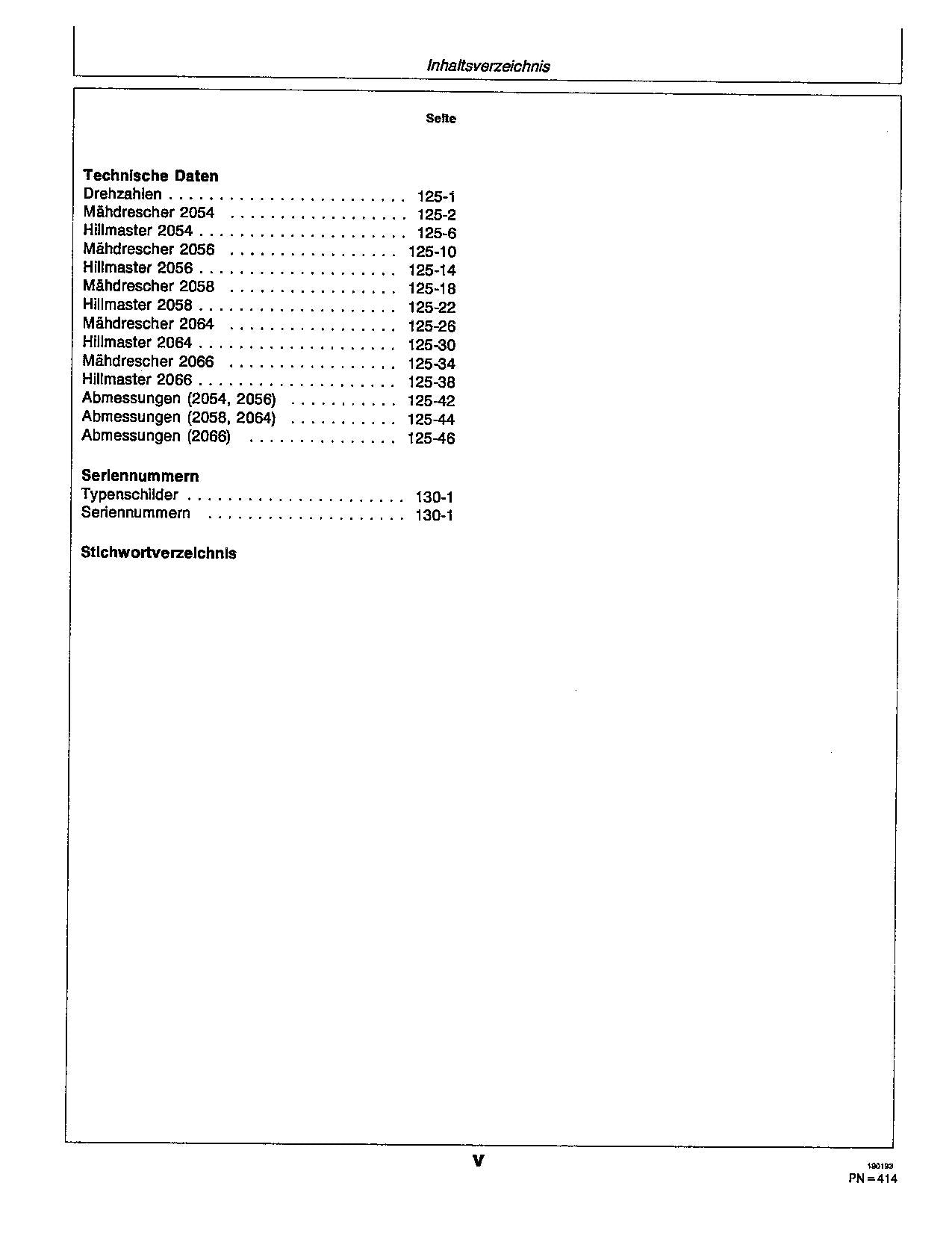 John Deere 2054 2056 2058 2064 2066 Mähdrescher Betriebsanleitung Ser.0-062721