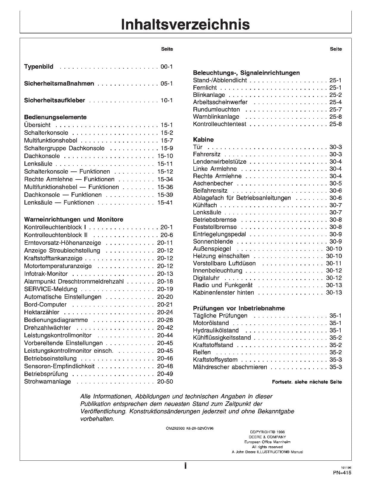 John Deere 2254 2256 2258 2264 2266 Mähdrescher Betriebsanleitung Ser. 0-067677