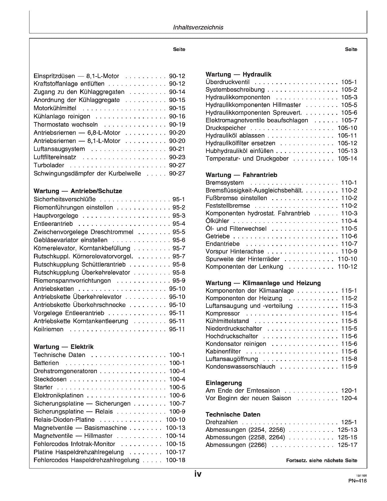 John Deere 2254 2256 2258 2264 2266 Mähdrescher Betriebsanleitung Ser. 0-067677