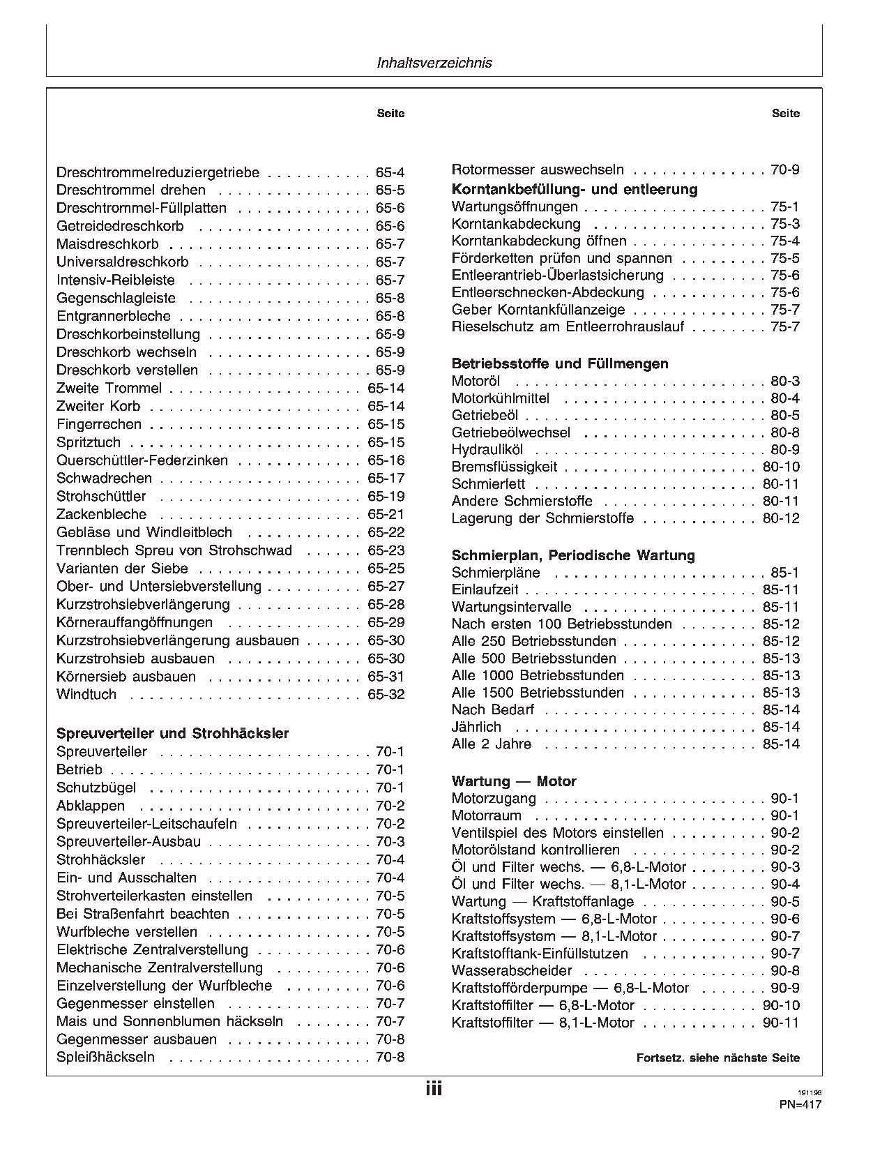 John Deere 2254 2256 2258 2264 2266 Mähdrescher Betriebsanleitung Ser. 0-067677