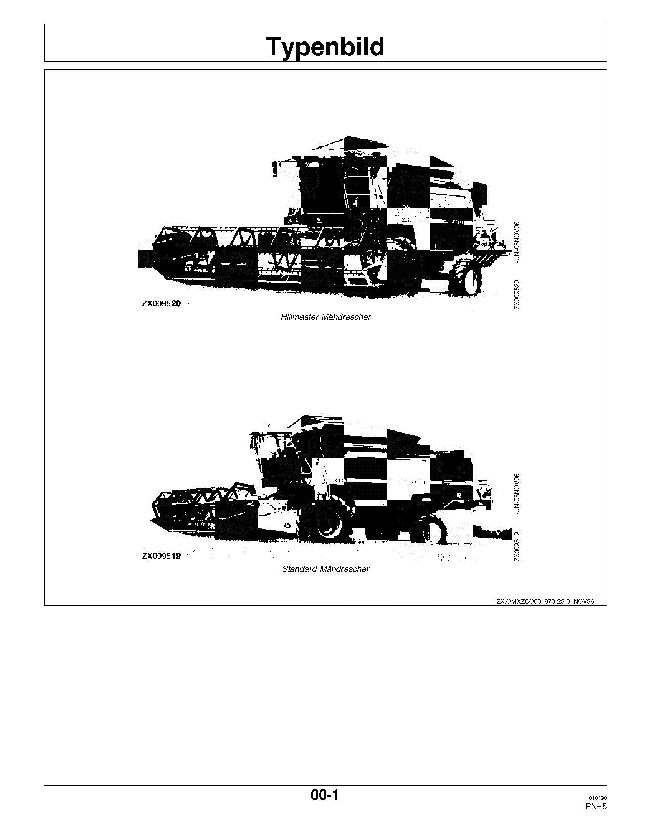 John Deere 2254 2256 2258 2264 2266 Mähdrescher betriebsanleitung 067678- 068583