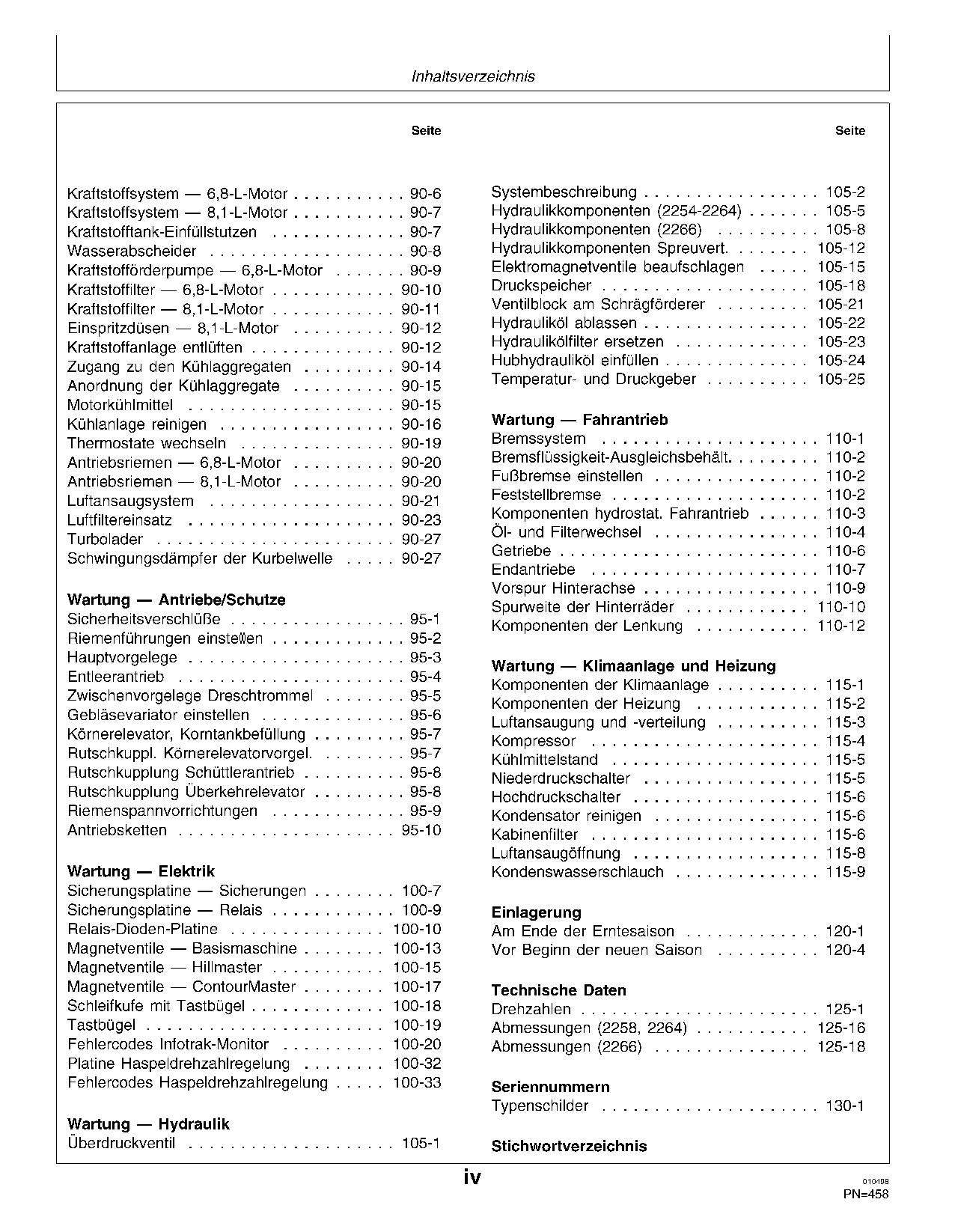 John Deere 2254 2256 2258 2264 2266 Mähdrescher betriebsanleitung 067678- 068583