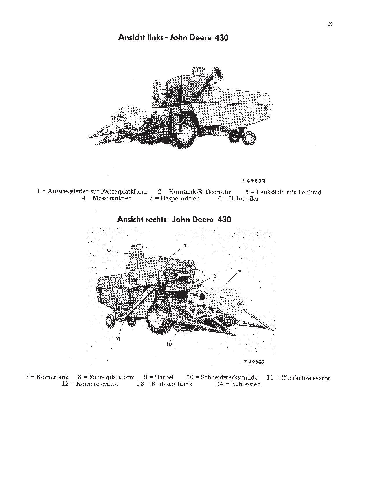 John Deere 330 430 Mähdrescher betriebsanleitung