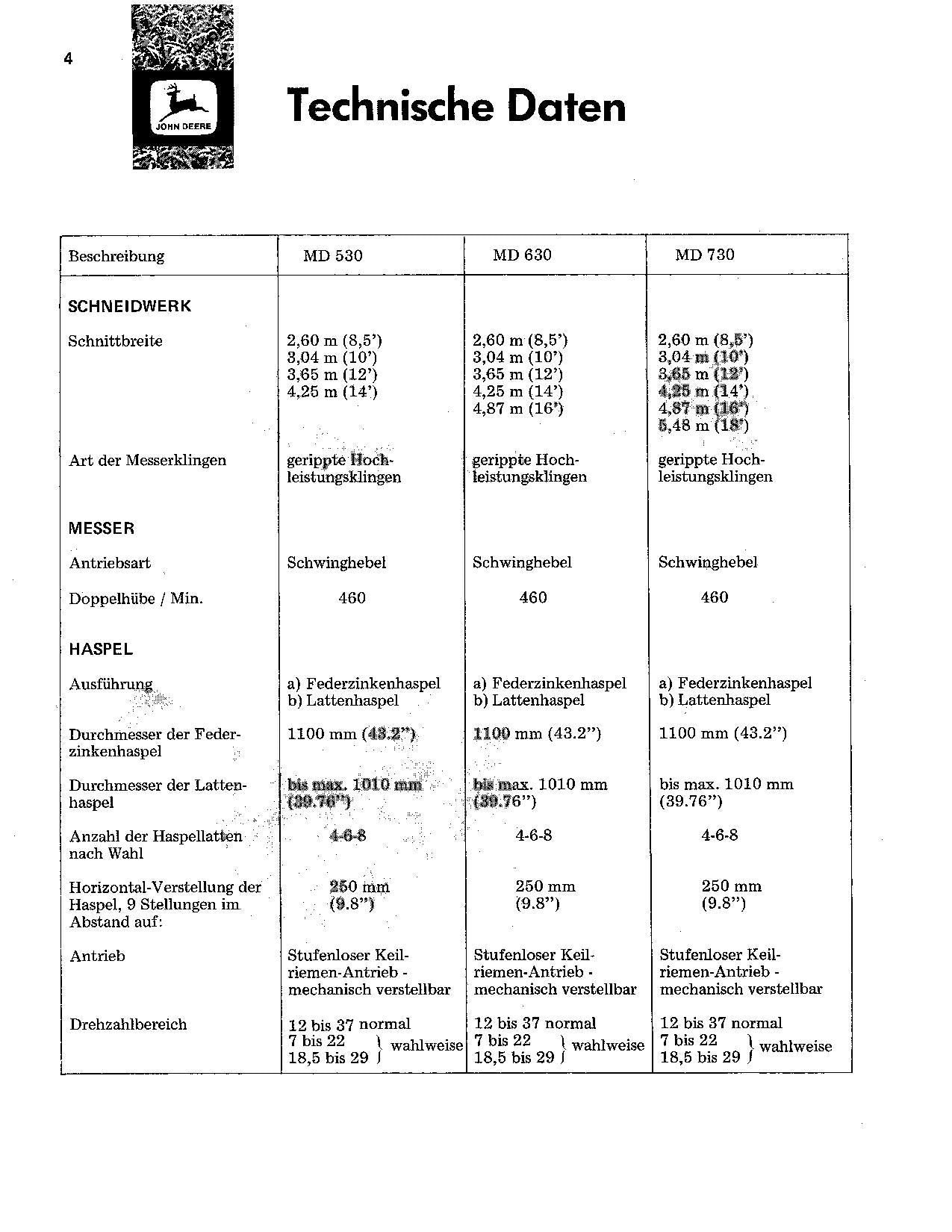 John Deere 530 630 730 Mähdrescher betriebsanleitung