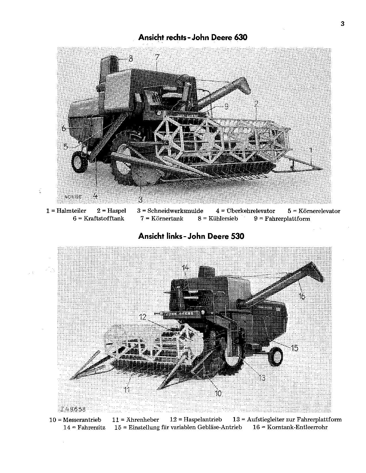 John Deere 530 630 730 Mähdrescher betriebsanleitung