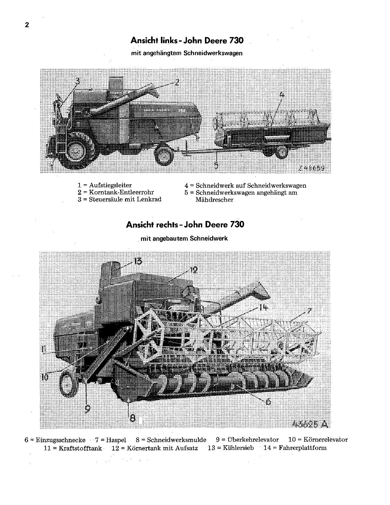 John Deere 530 630 730 Mähdrescher betriebsanleitung