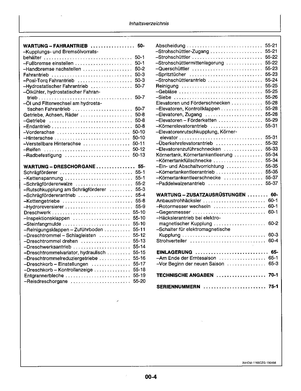 John Deere 1166 1174 1177 1188 Mähdrescher betriebsanleitung