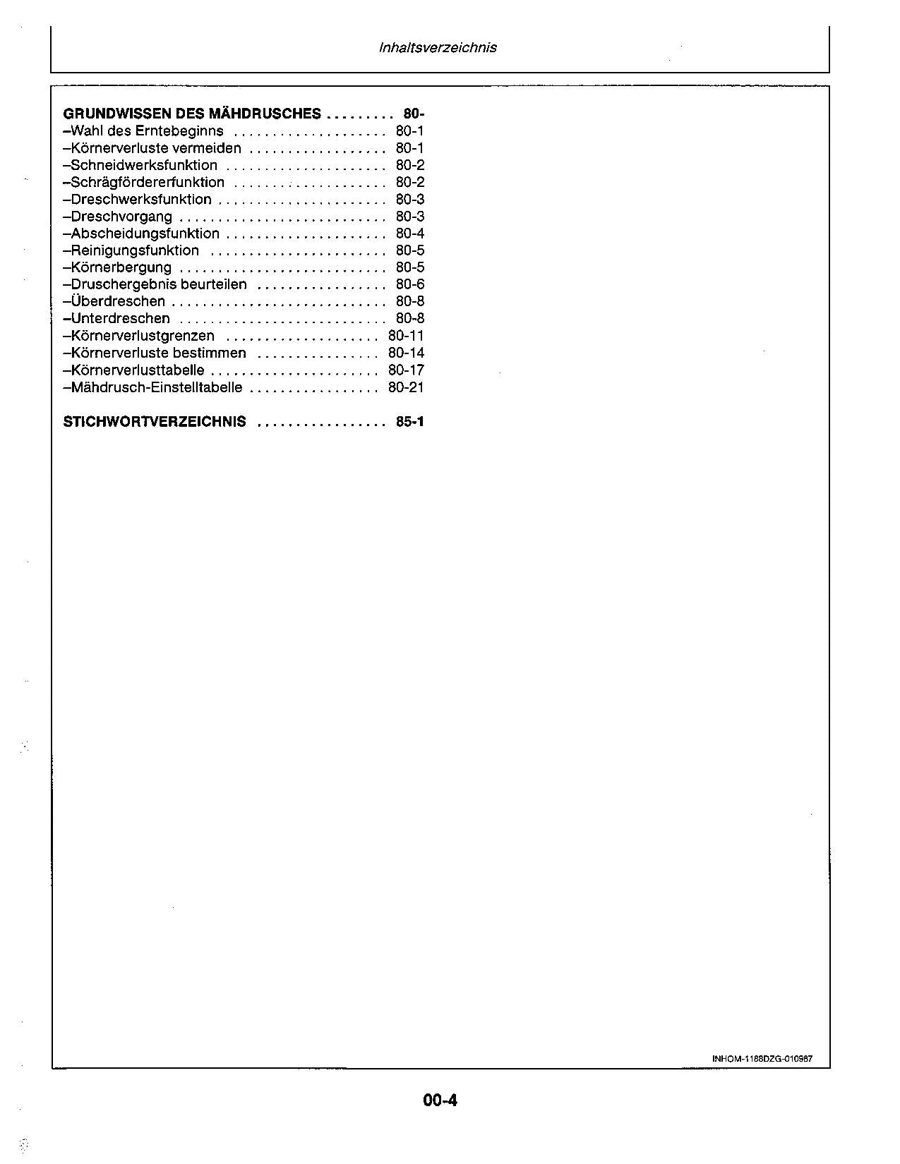 John Deere 1166 1166S 1174 1174S Mähdrescher betriebsanleitung