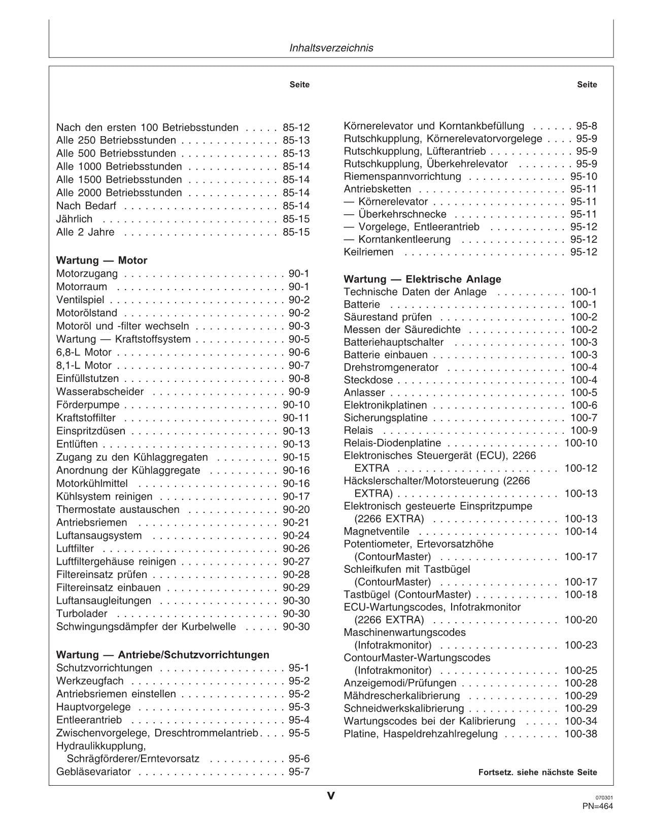 John Deere 2254 2256 2258 2264 2266 Mähdrescher Betriebsanleitung 068584-