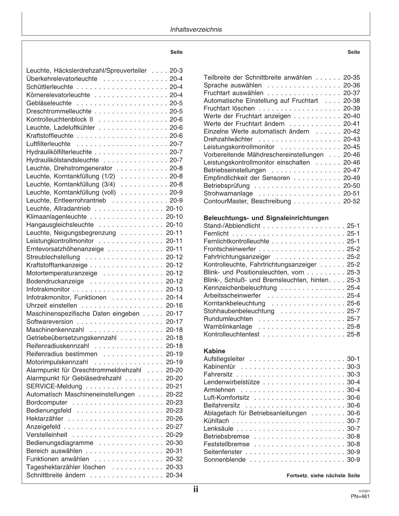 John Deere 2254 2256 2258 2264 2266 Mähdrescher Betriebsanleitung 068584-