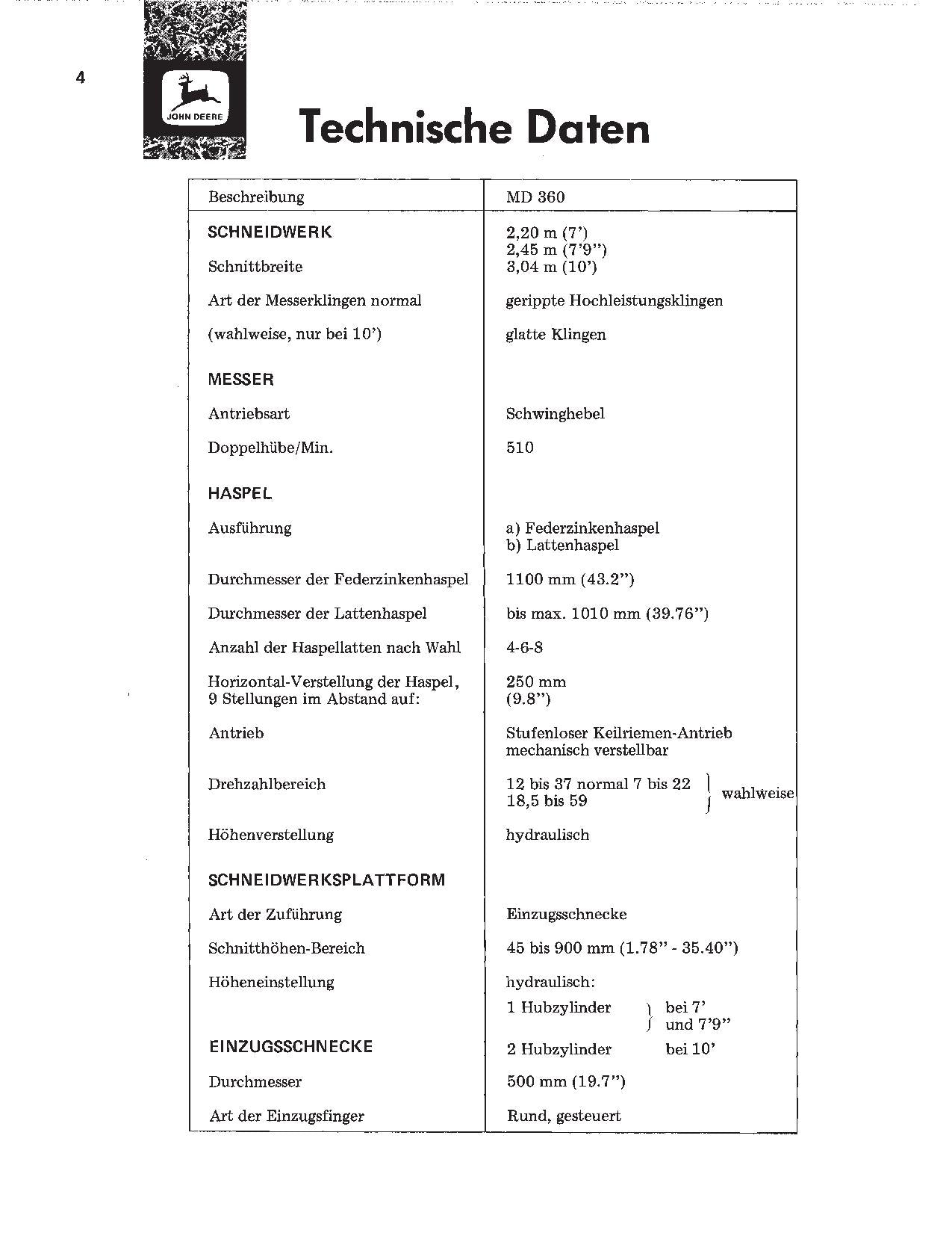 John Deere 360 Mähdrescher betriebsanleitung