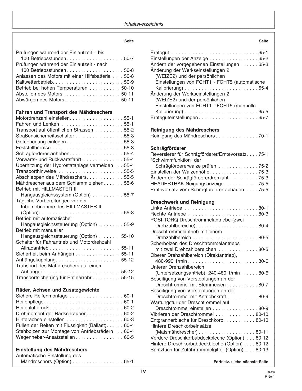 John Deere 9540 9560 9580 9640 9660 9680 Mähdrescher Betriebsanleitung