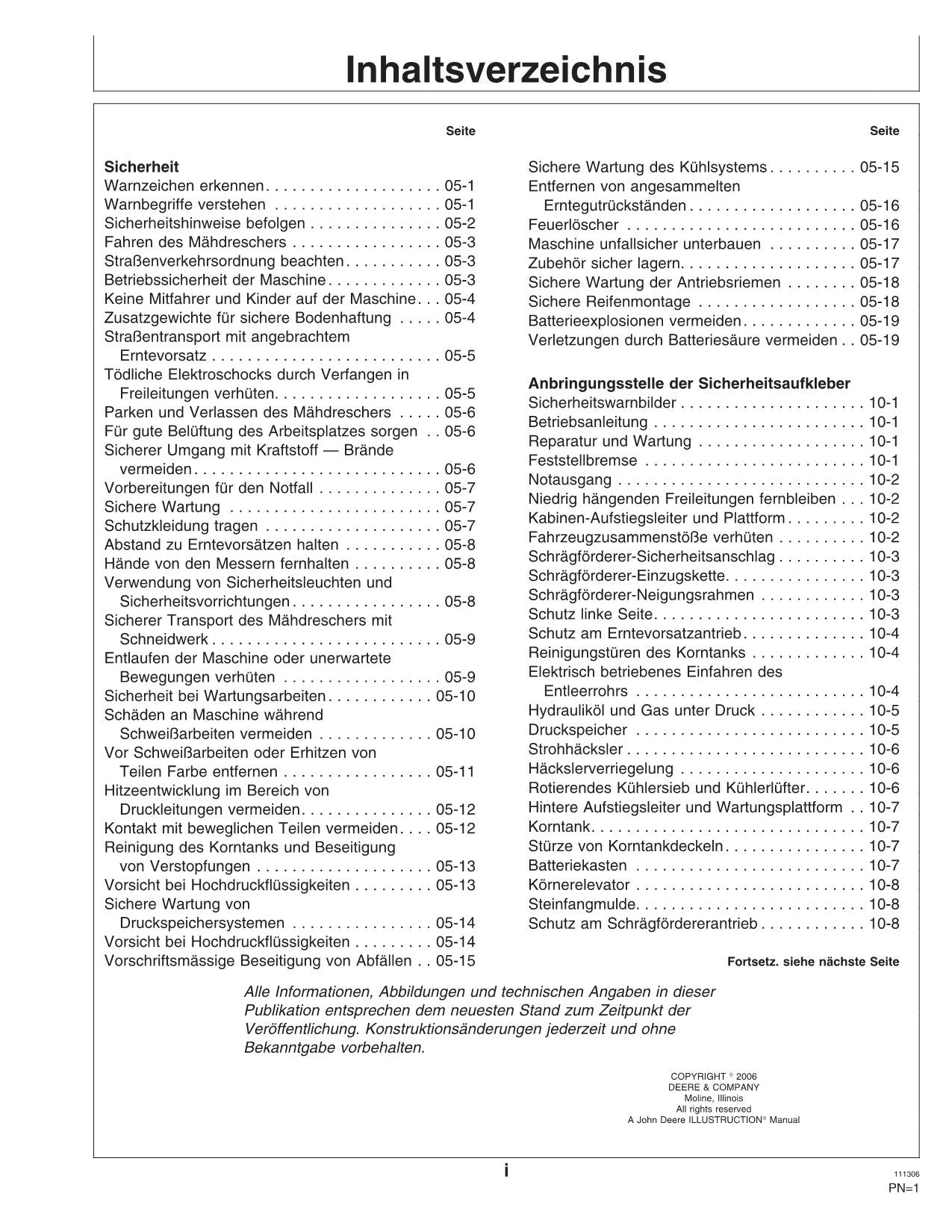 John Deere 9880I STS Mähdrescher betriebsanleitung #3