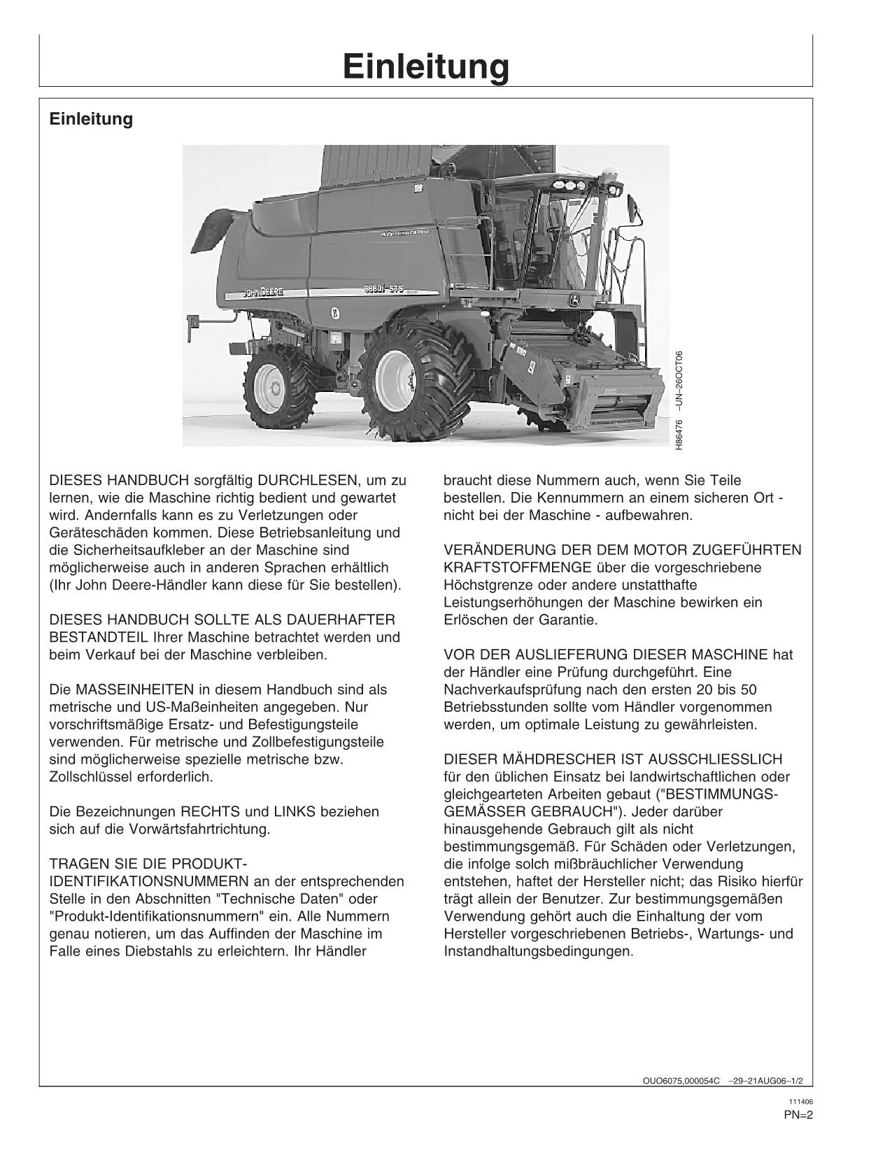 John Deere 9880I STS Mähdrescher betriebsanleitung #4