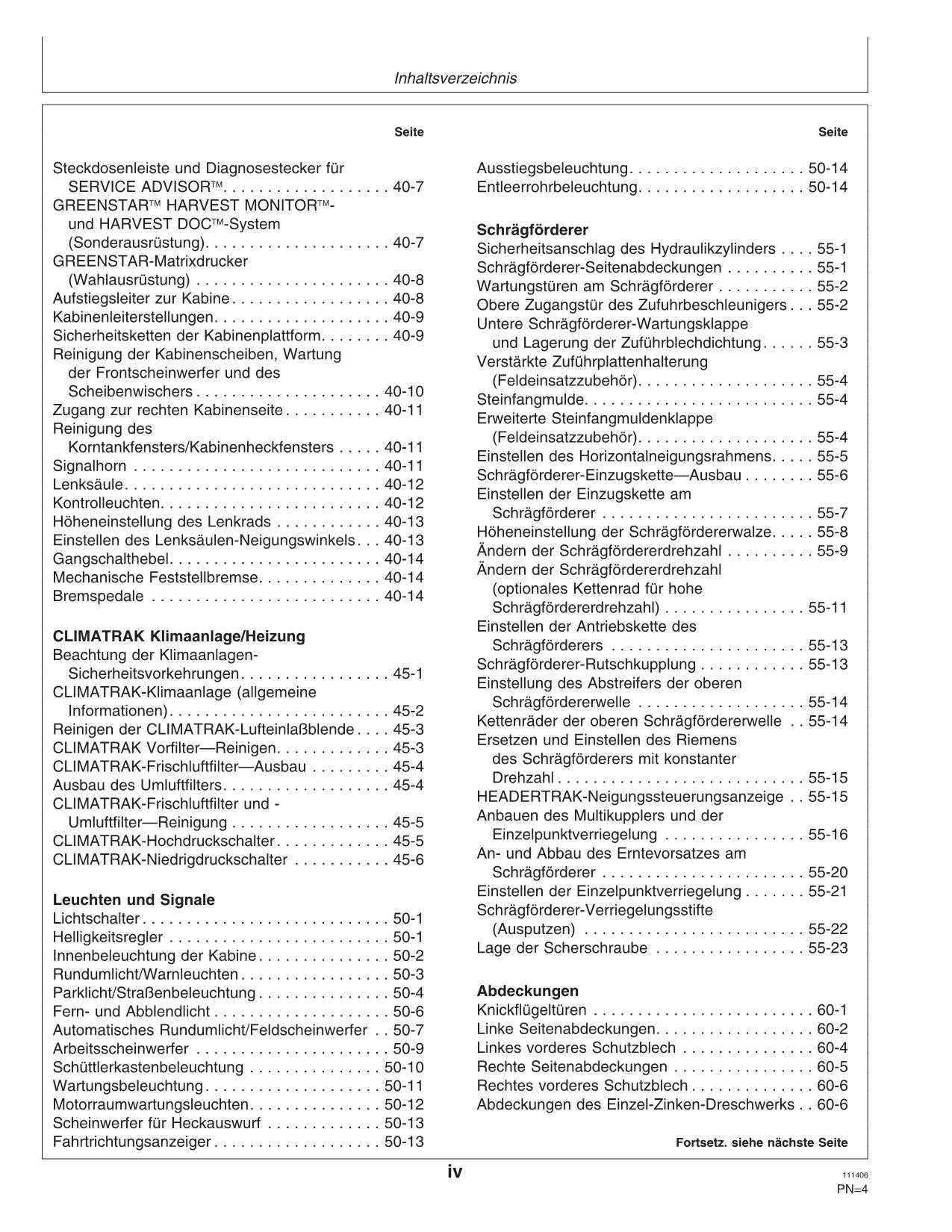 John Deere 9880I STS Mähdrescher betriebsanleitung #4