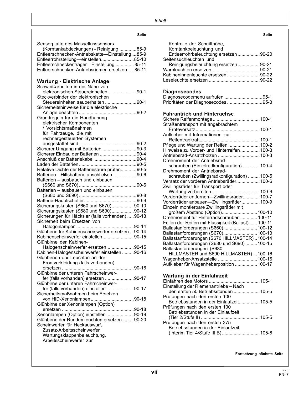 John Deere S660 S670 S680 S690 Mähdrescher betriebsanleitung