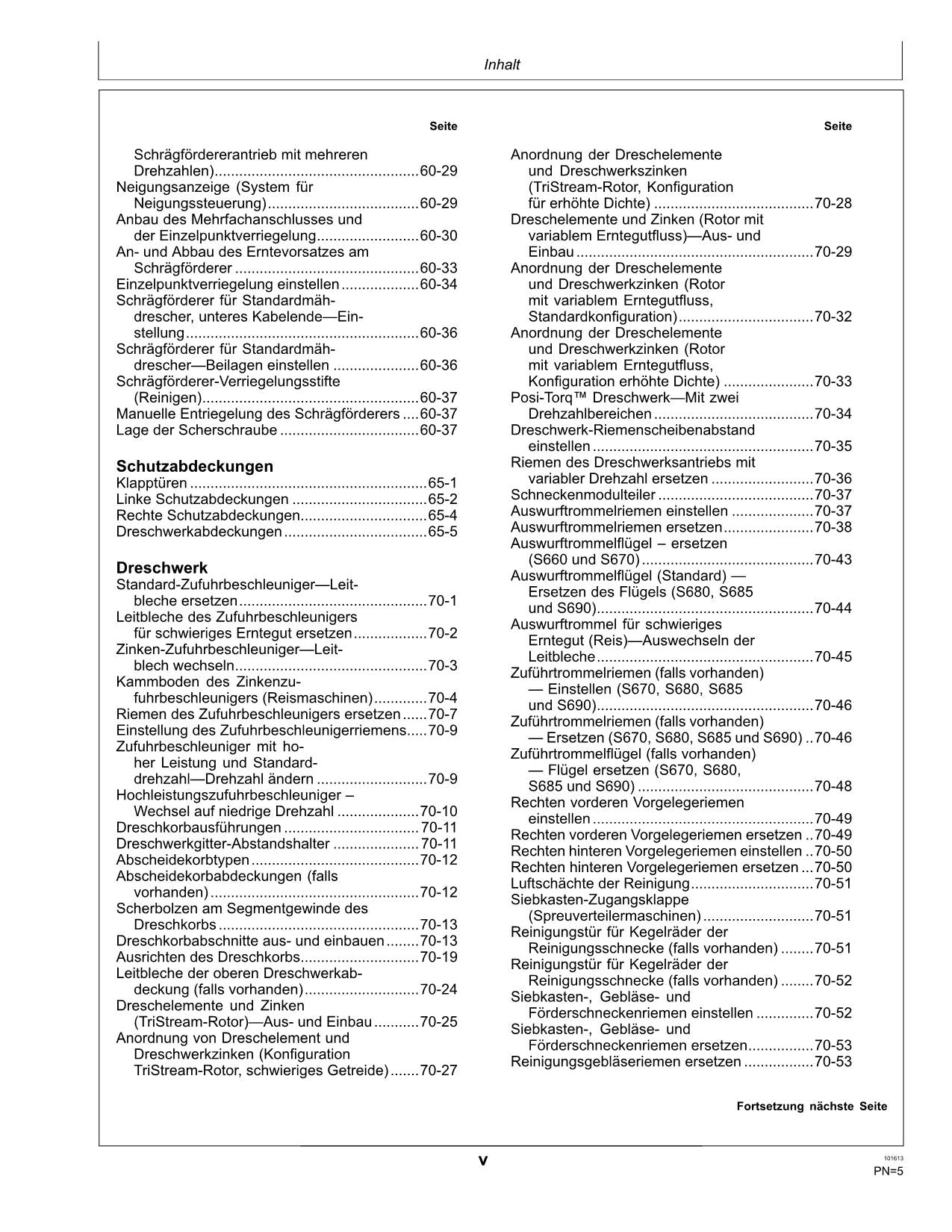 John Deere S660 S670 S680 S685 S690 HILLMASTER Mähdrescher betriebsanleitung