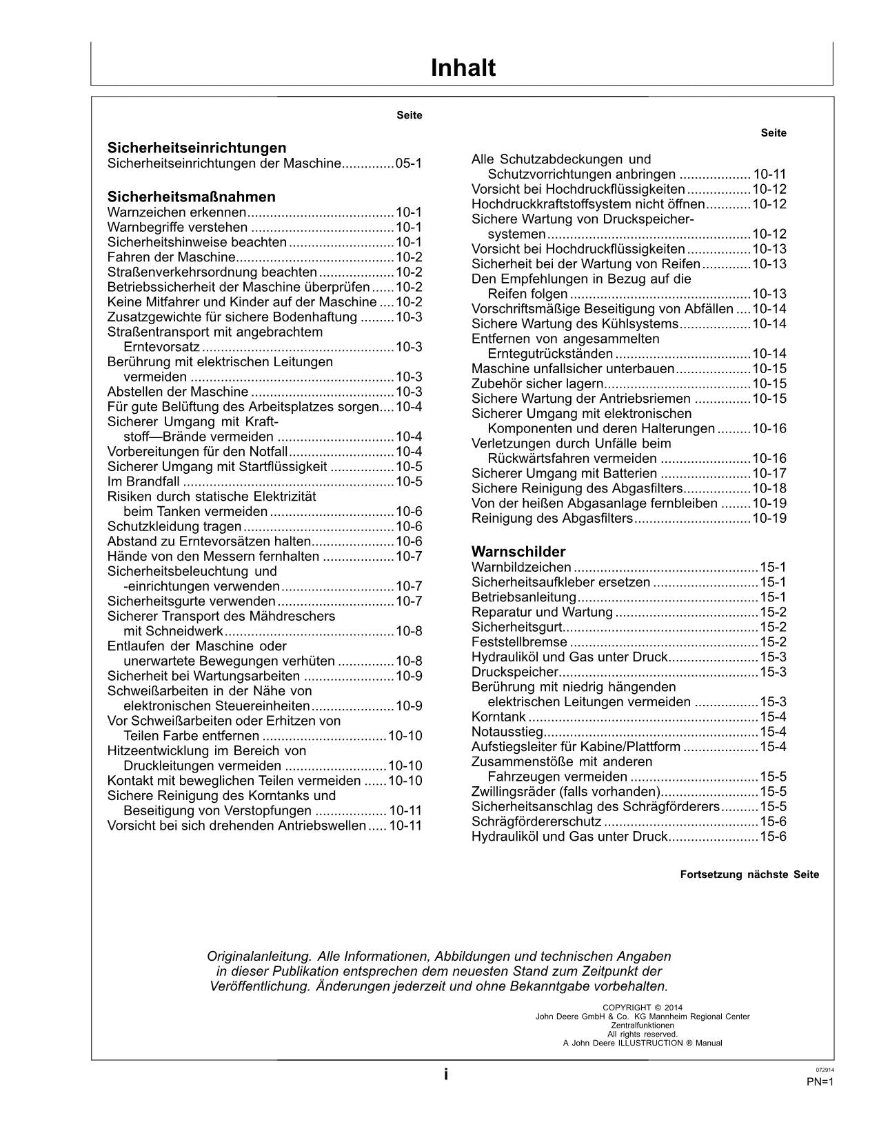 John Deere S660 S670 S680 S685 S690 Mähdrescher betriebsanleitung