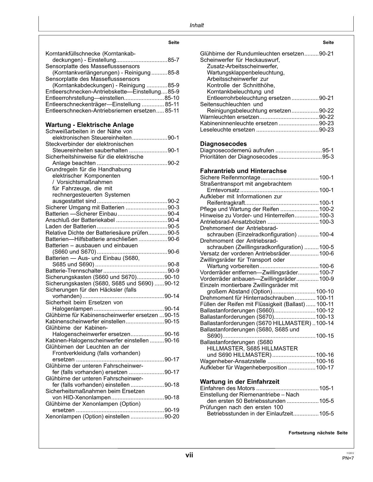 John Deere S660 STS S670 S680 S690 S685 S660 Mähdrescher betriebsanleitung