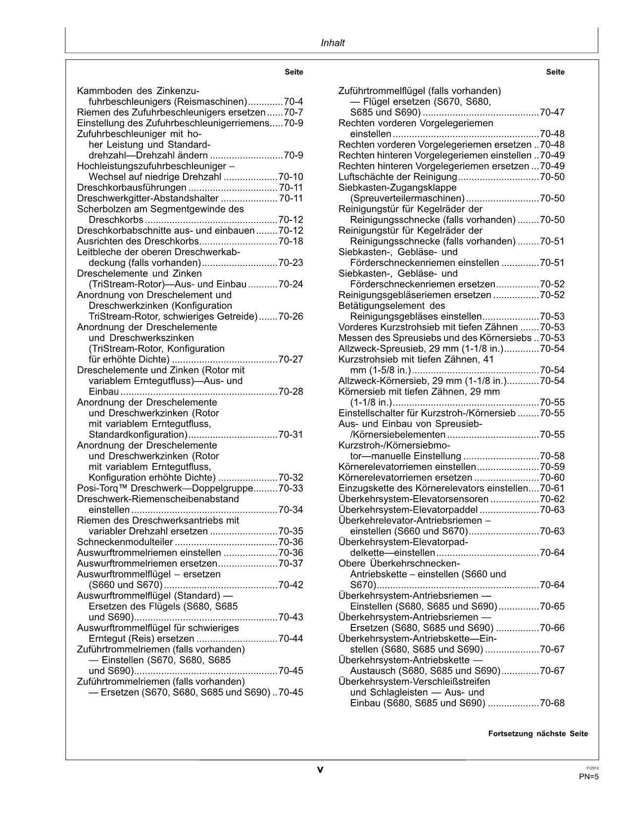 John Deere S660 STS S670 S680 S690 S685 S660 Mähdrescher betriebsanleitung