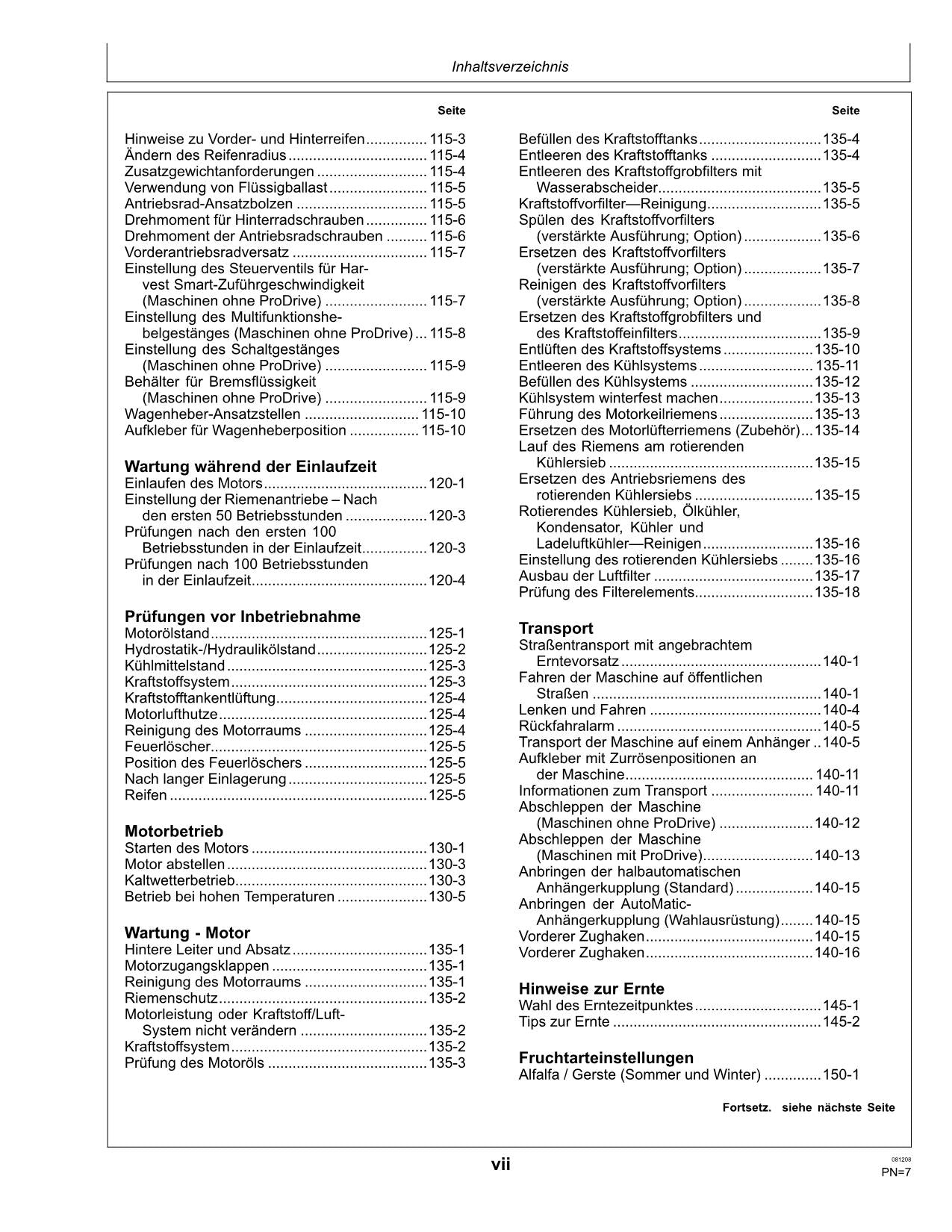 John Deere S690 Mähdrescher betriebsanleitung #2