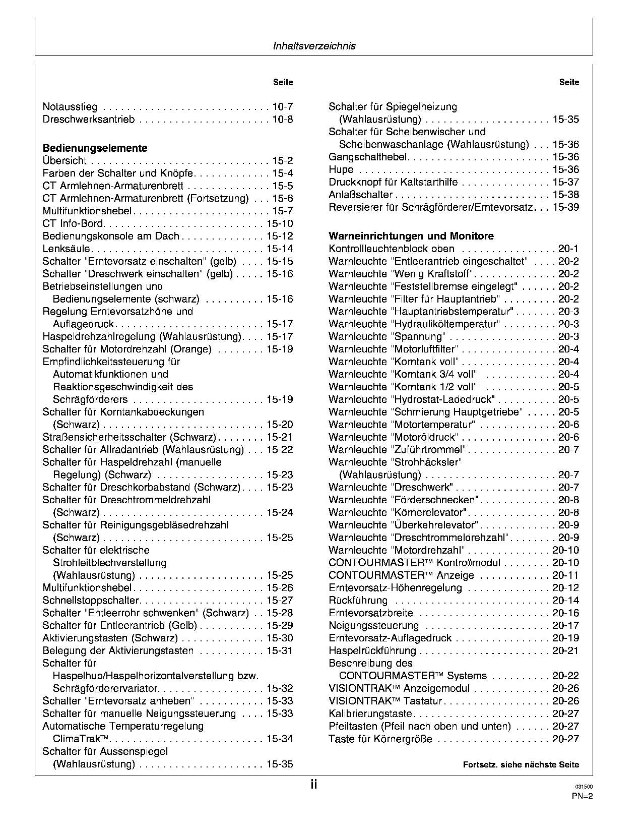 John Deere CTS Mähdrescher betriebsanleitung #3