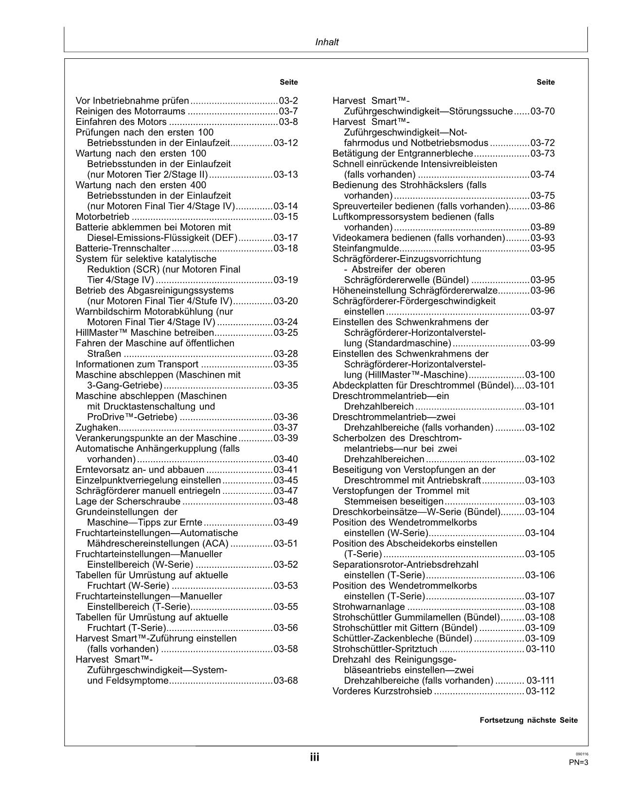 John Deere T550 T560 T660 T670 W540 W550 W650 W660 Mähdrescher betriebsanleitung