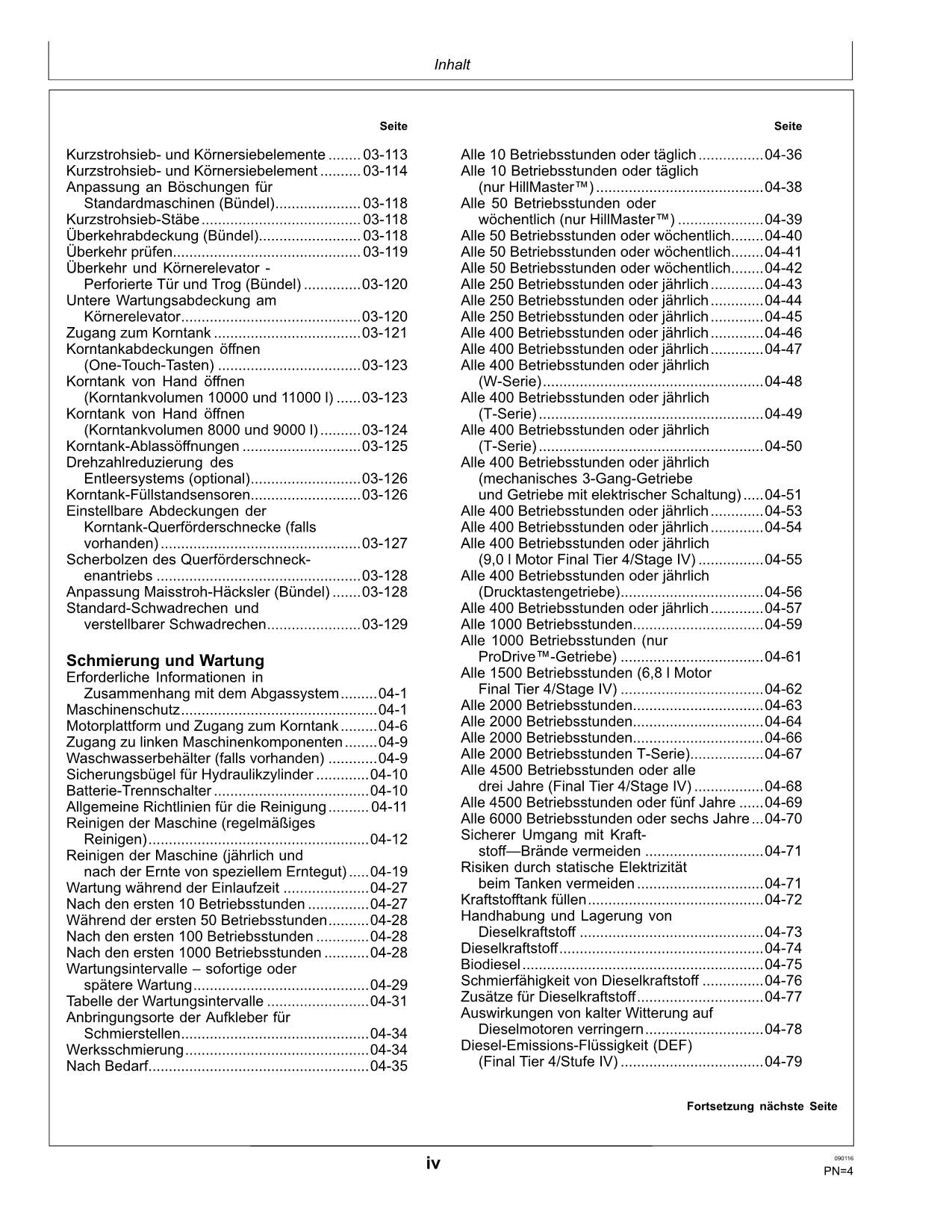 John Deere T550 T560 T660 T670 W540 W550 W650 W660 Mähdrescher betriebsanleitung