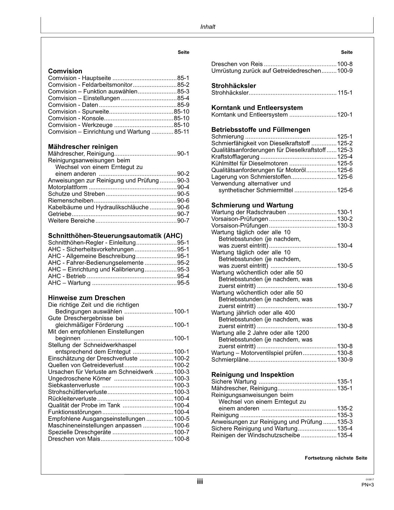 John Deere W440 Mähdrescher betriebsanleitung #1