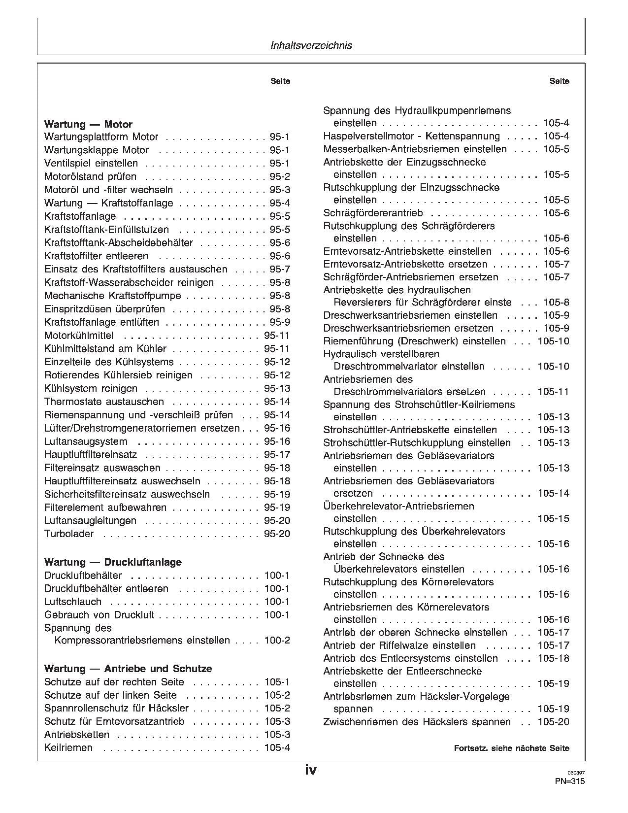 John Deere 1170 314 316 Schneidwerke Mähdrescher betriebsanleitung