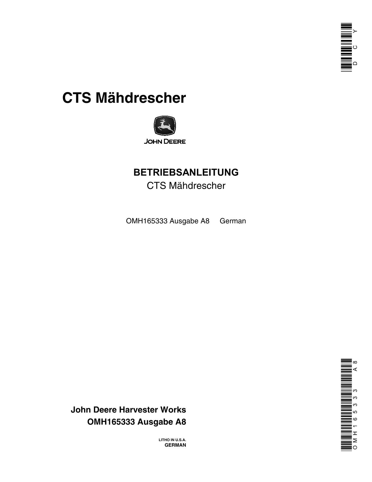 John Deere CTS Mähdrescher betriebsanleitung #1