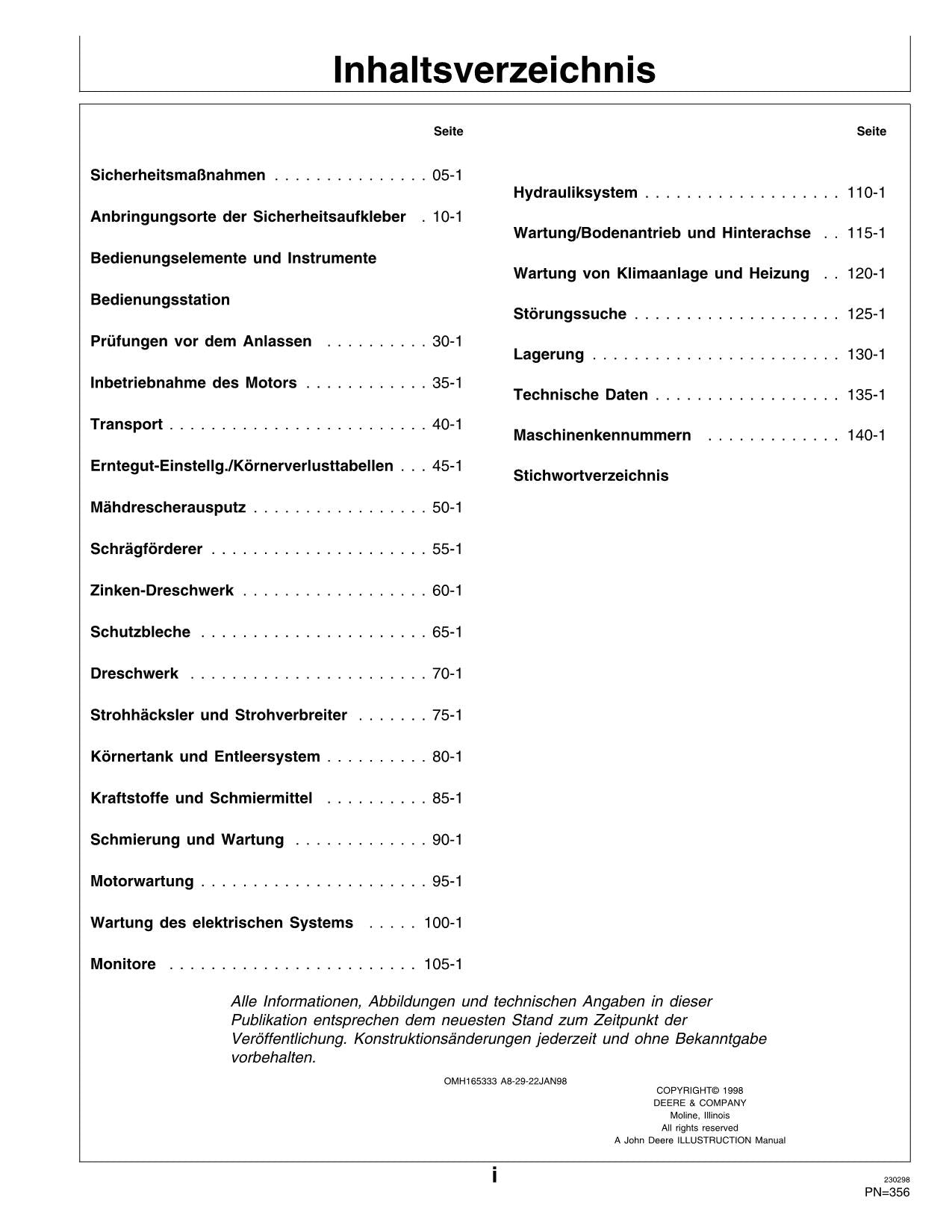 John Deere CTS Mähdrescher betriebsanleitung #1