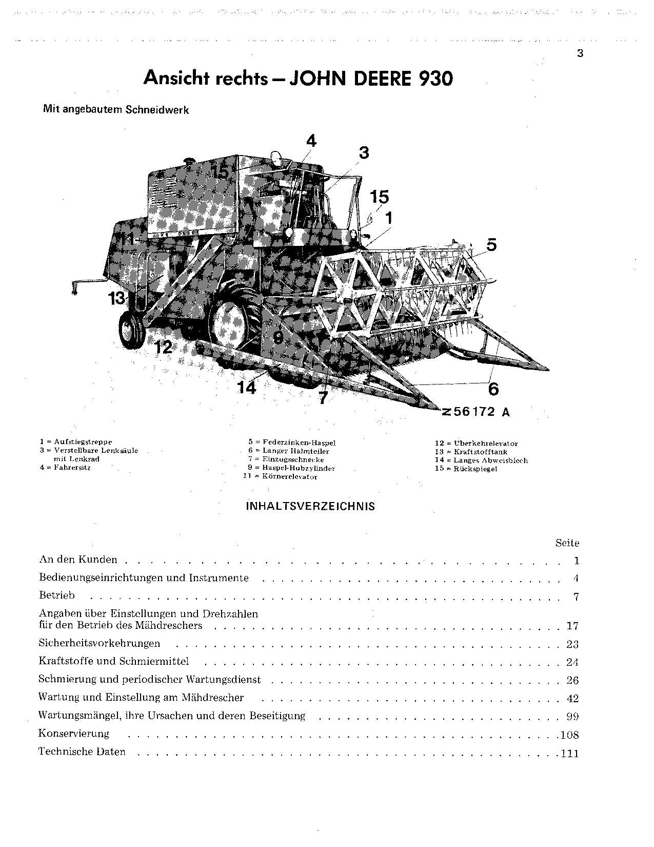 John Deere 930 940 Code 0983 Mähdrescher Betriebsanleitung