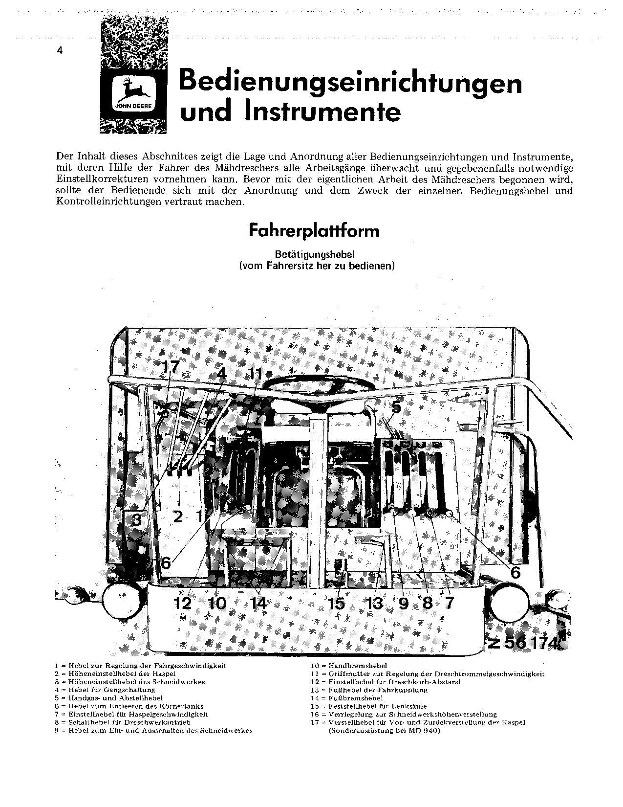 John Deere 930 940 Code 0983 Mähdrescher Betriebsanleitung