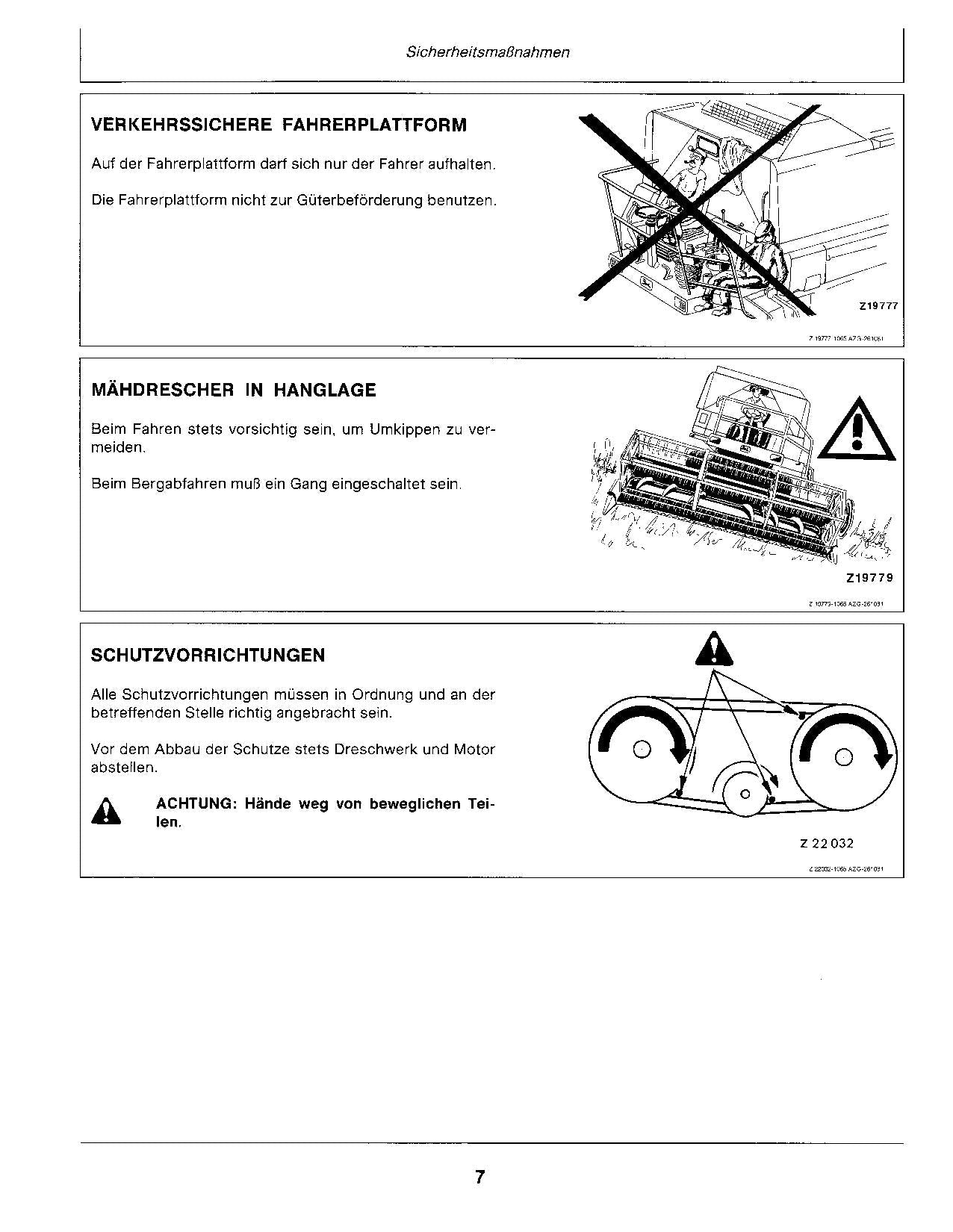 John Deere 1065 1075 1085 Mähdrescher betriebsanleitung ser.000001-041200