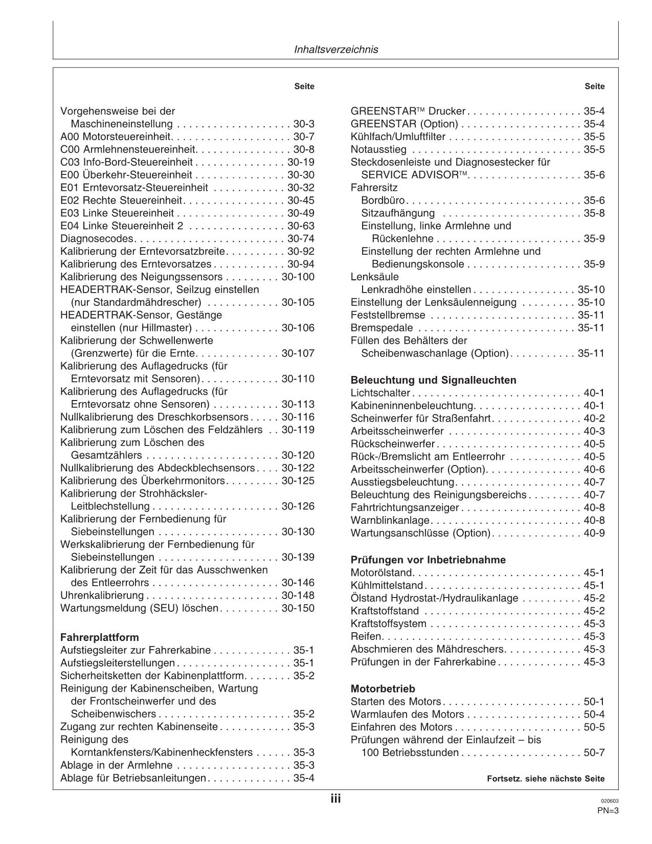 John Deere 9780 Mähdrescher Betriebsanleitung 072800-