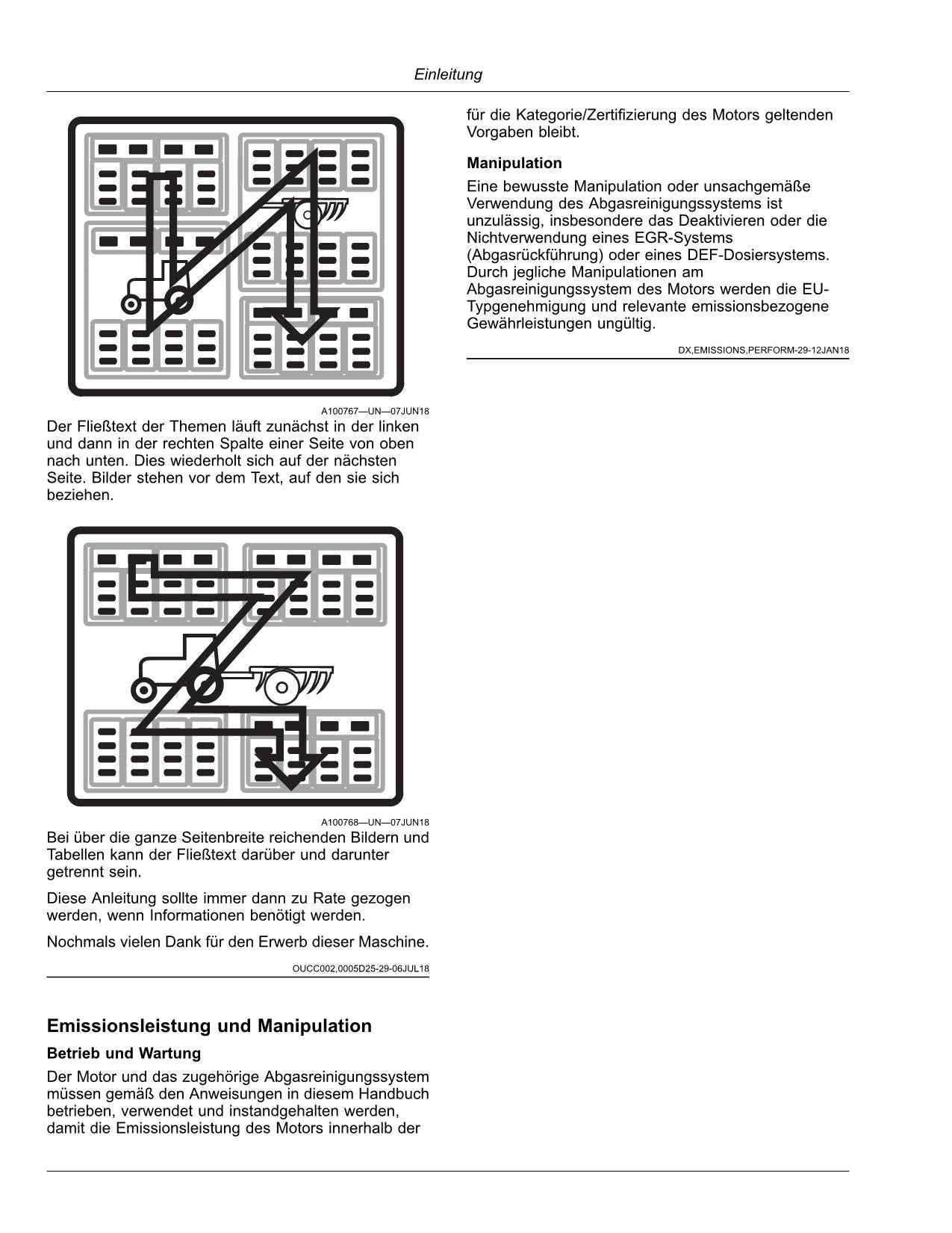 John Deere W540 W550 W650 W660 Mähdrescher Betriebsanleitung 140000-