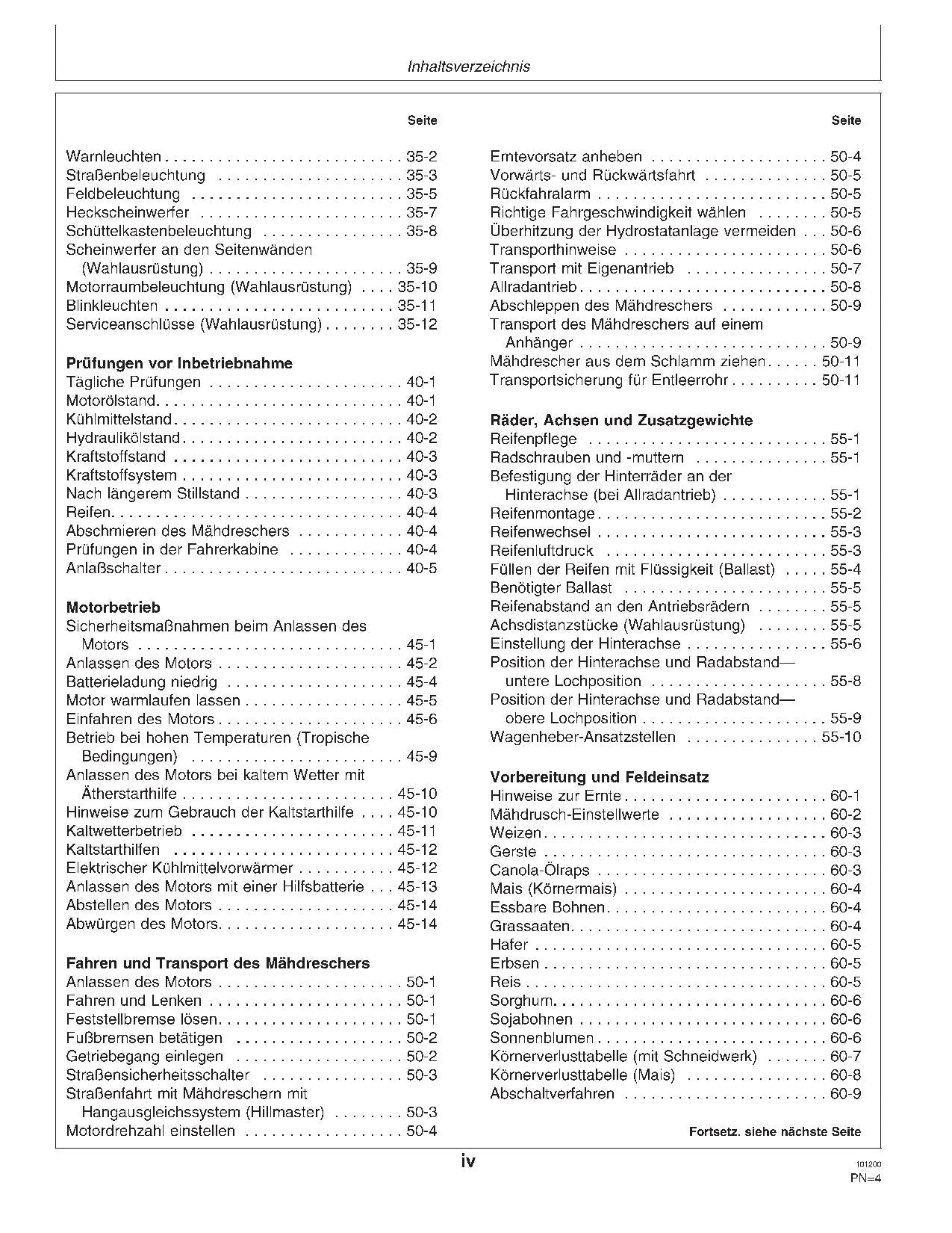 John Deere 9780 Mähdrescher Betriebsanleitung -072799