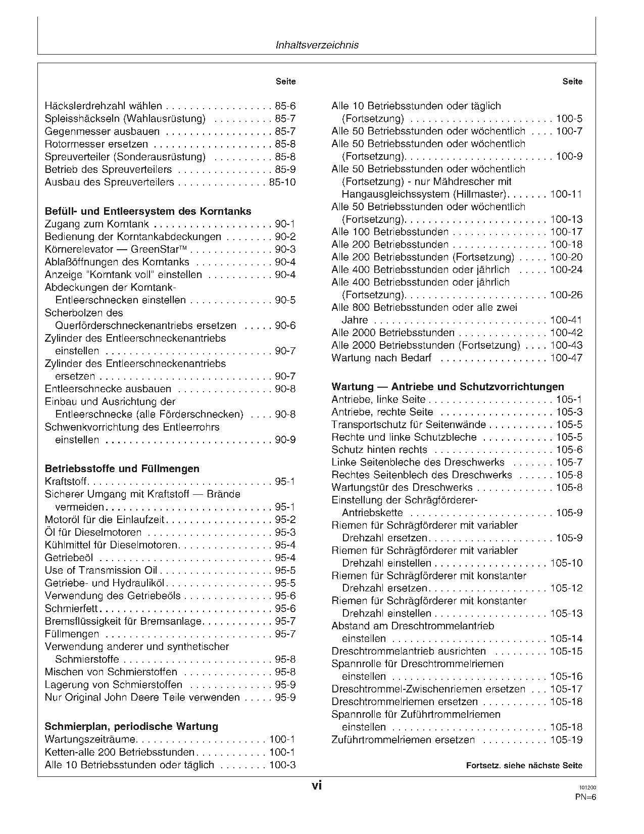 John Deere 9780 Mähdrescher Betriebsanleitung -072799