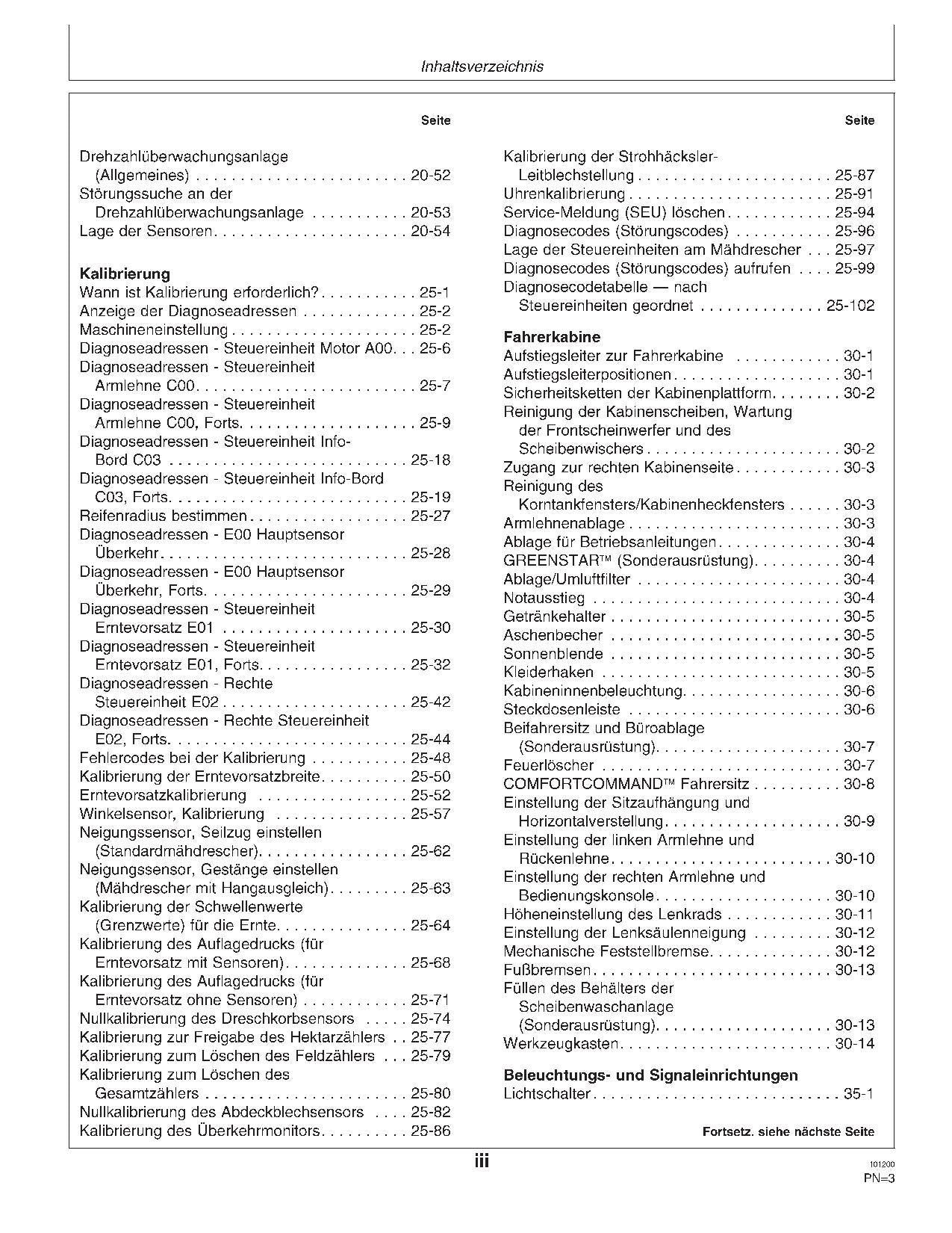 John Deere 9780 Mähdrescher Betriebsanleitung -072799