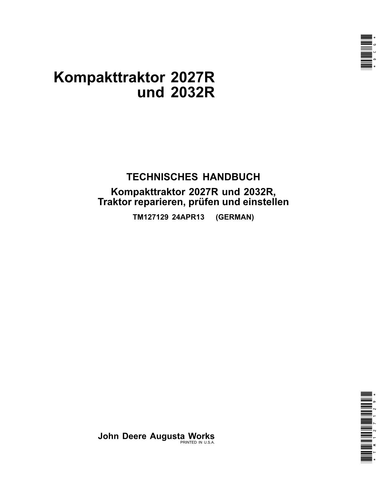 John Deere 2027R 2032R traktor reparaturhandbuch