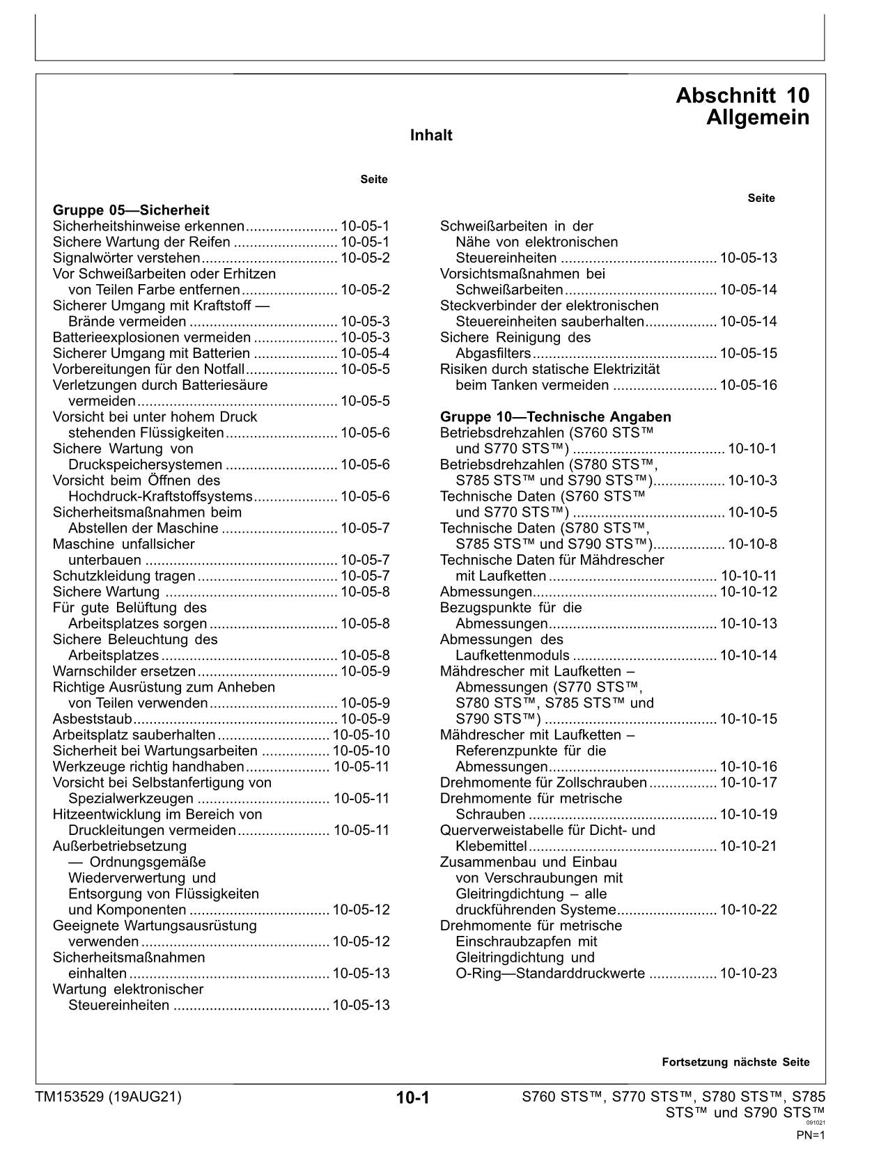 John Deere S770 S780 S785 S790 S760 STS mähdrescher reparaturhandbuch