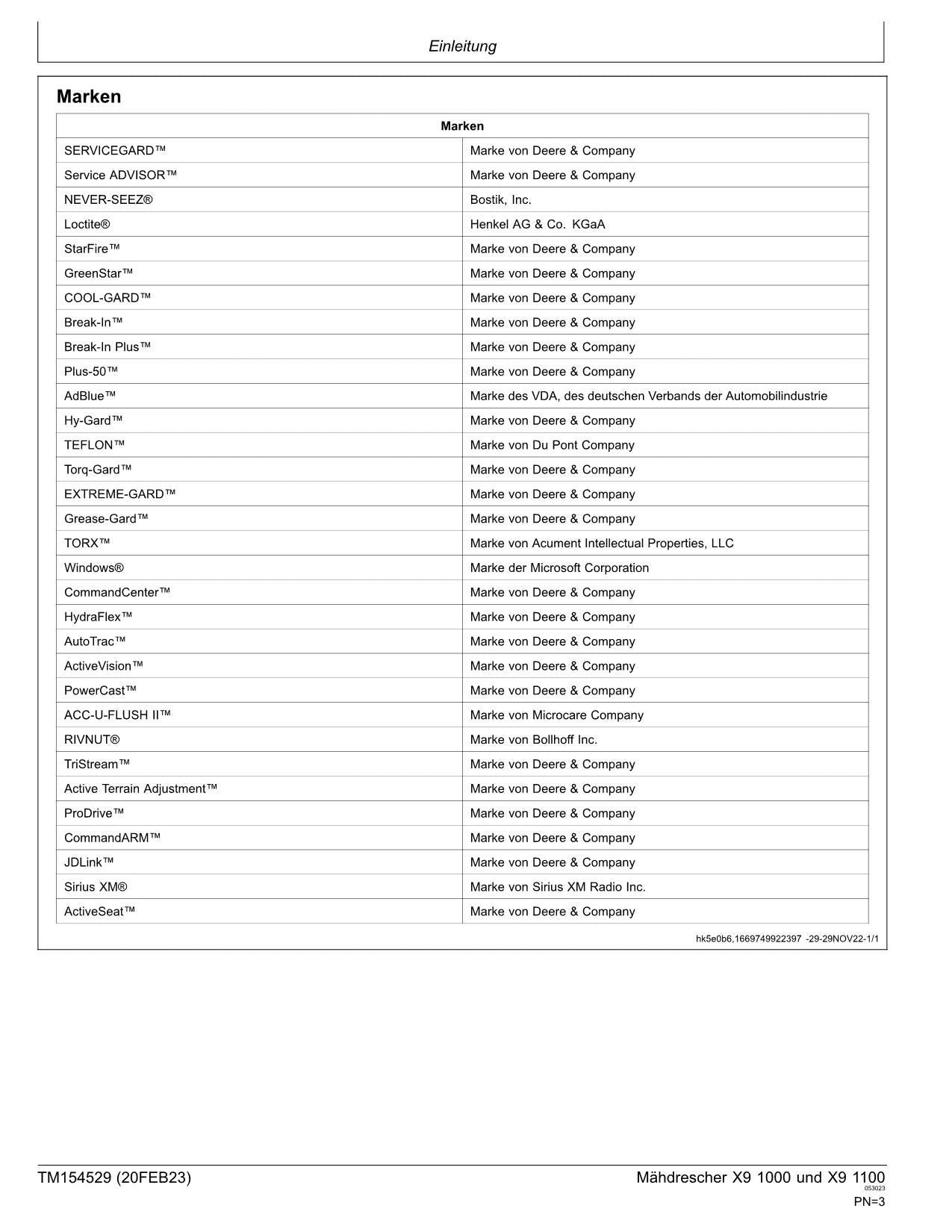 John Deere X9 1000 1100 mähdrescher reparaturhandbuch