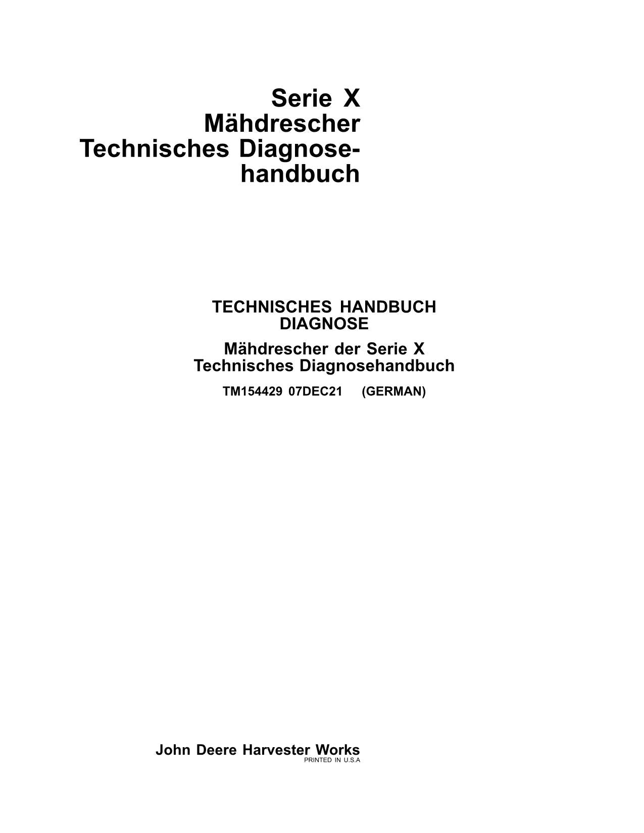 John Deere X9 1000 X9 1100 Mähdrescher Diagnose Reparaturhandbuch