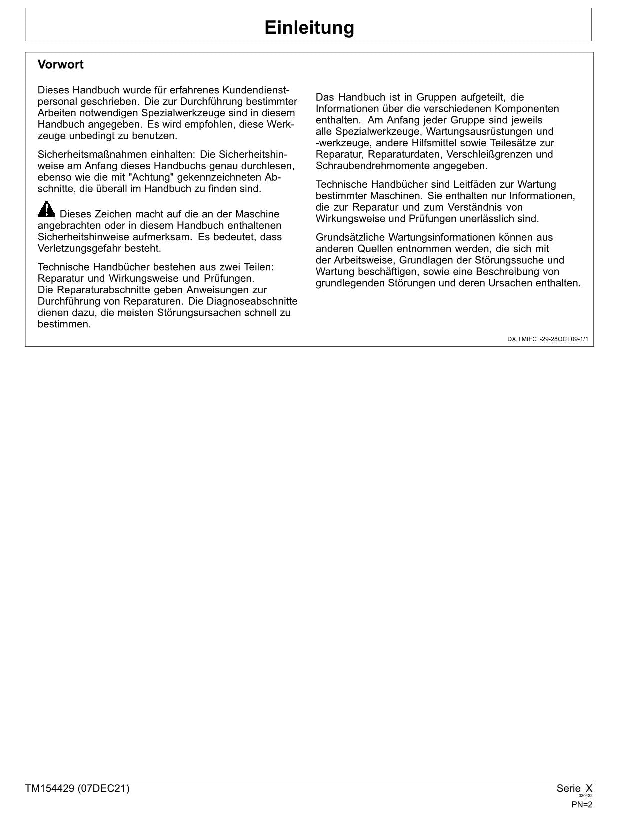 John Deere X9 1000 X9 1100 Mähdrescher Diagnose Reparaturhandbuch