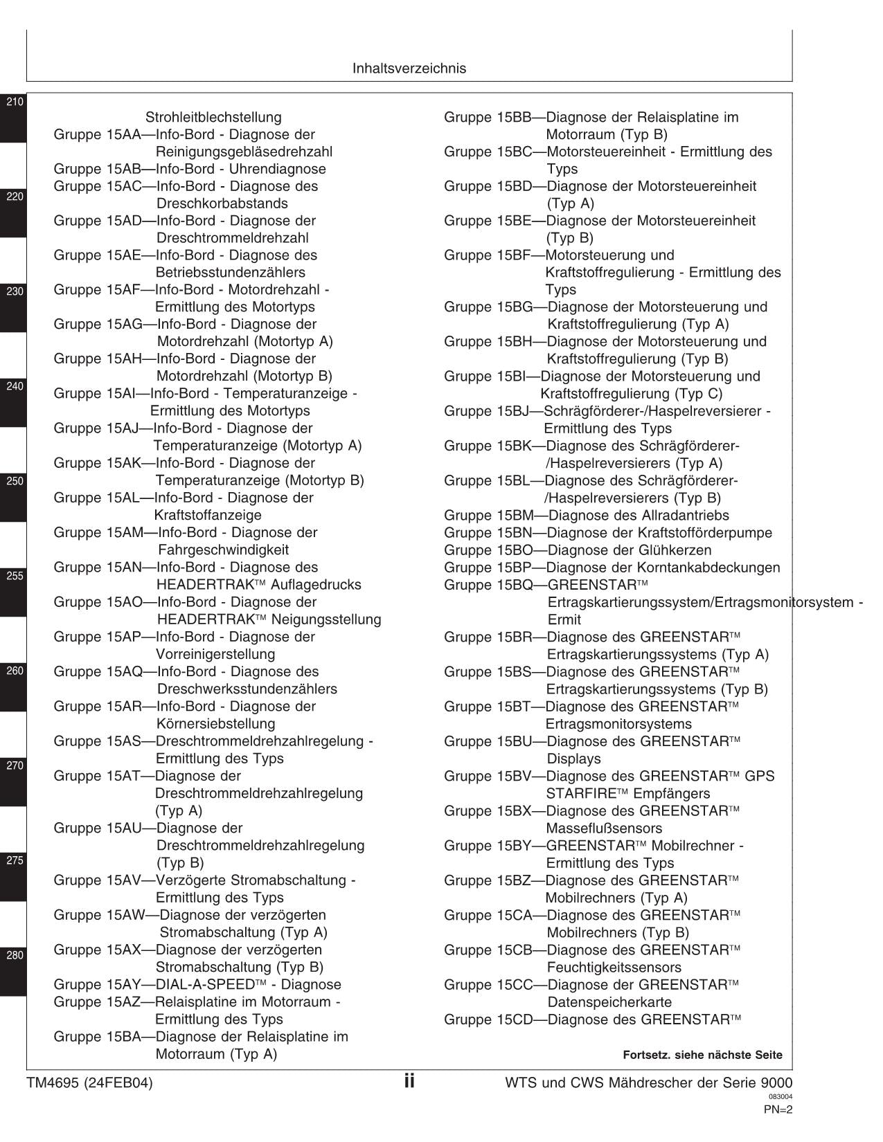 John Deere 9540 9560 9580 9640 9660 9680 mähdrescher diagnose reparaturhandbuch