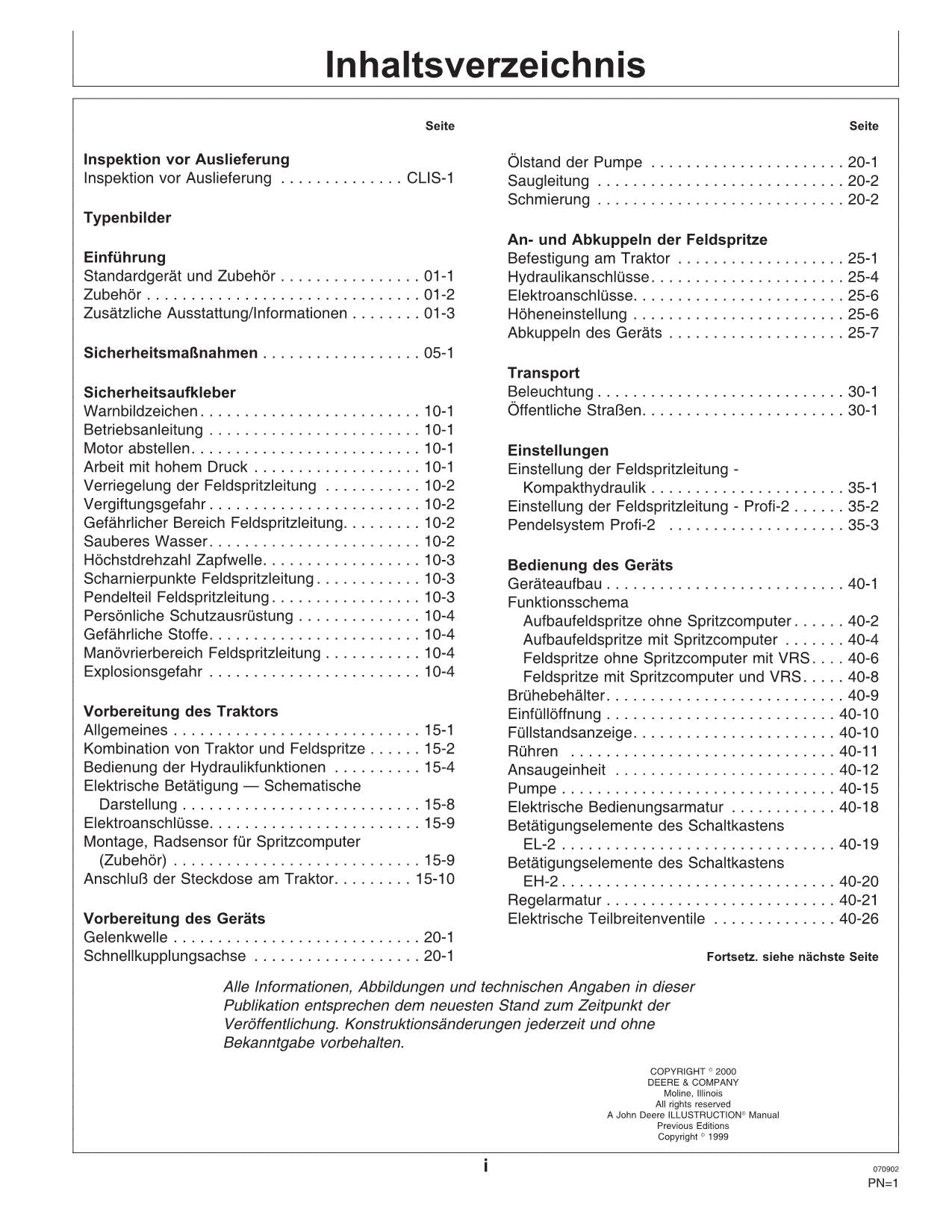 John Deere Aufbaufeldspritzen 408 410 412  betriebsanleitung